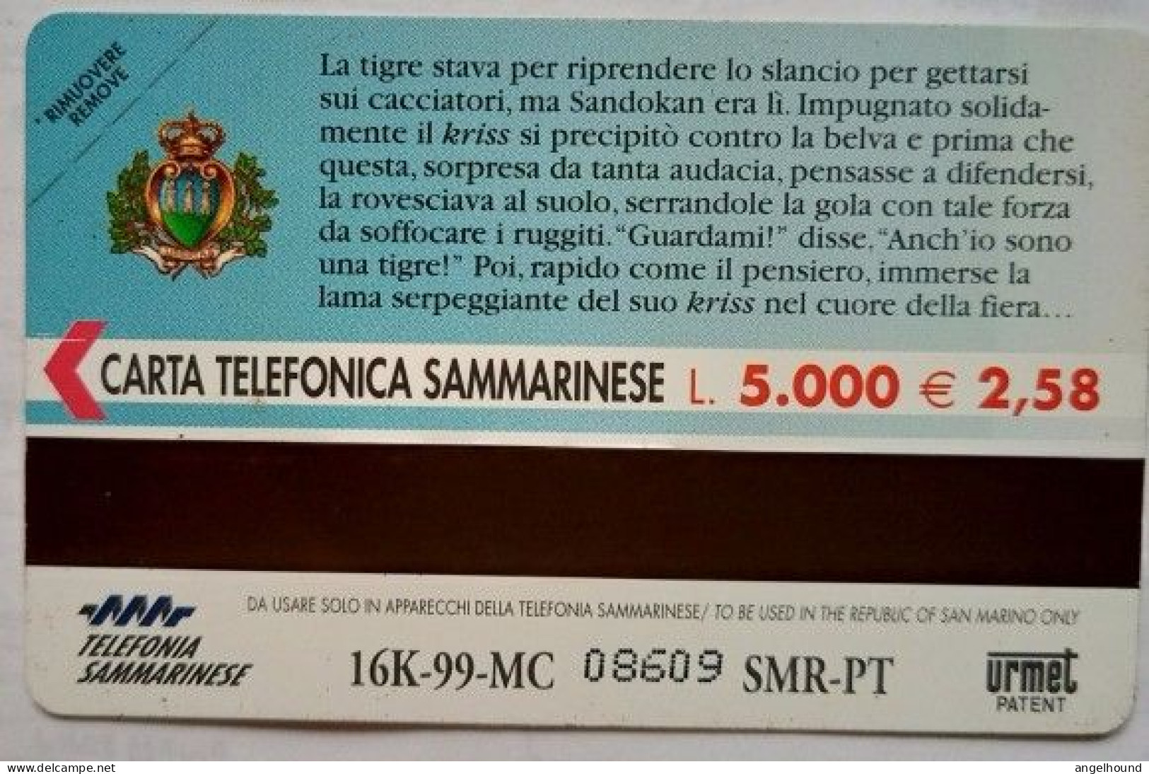 San Marino L5000 MINT RSM- 043 " Le Tigri Di Mompracem " - San Marino