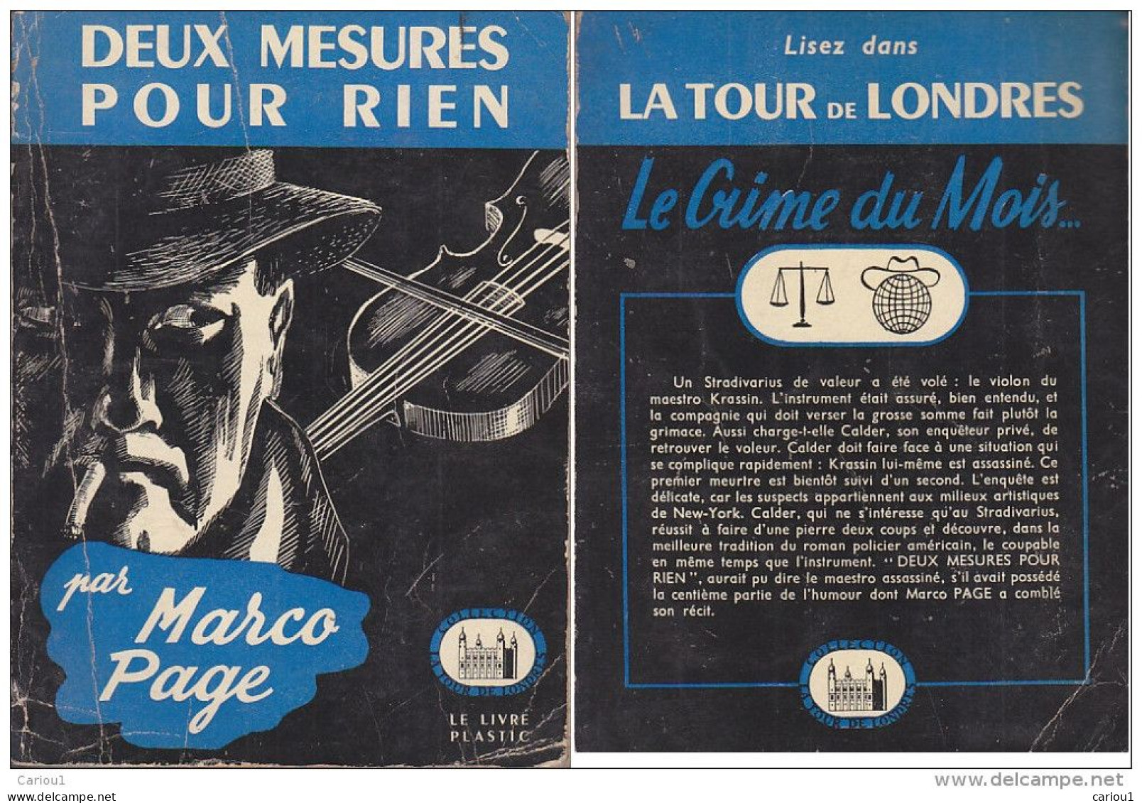 C1 Harry KURNITZ Marco Page DEUX MESURES POUR RIEN Shadowy Third STRADIVARIUS Port Inclus France - Livre Plastic - La Tour De Londres