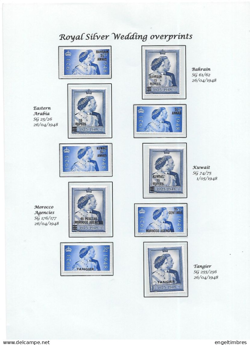 GB 1948 ROYAL SILVER WEDDING STAMPS Overprinted  Mint (5 PAIRS )    See Notes - Unused Stamps