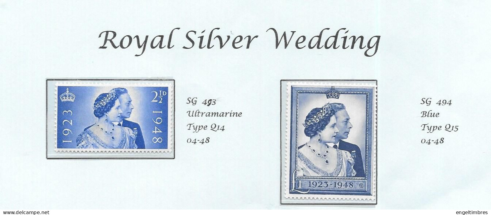GB 1948 ROYAL SILVER WEDDING STAMPS (2)  Sg493/494  U/M - Unused Stamps