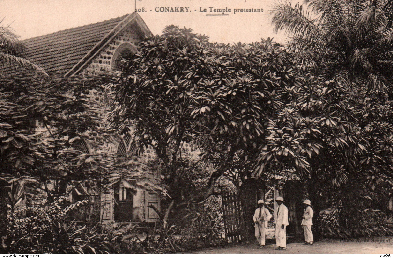 Guinée Française, Conakry: Le Temple Protestant - Photo A. De Schacht - Carte N° 208 Non Circulée - Guinée Française