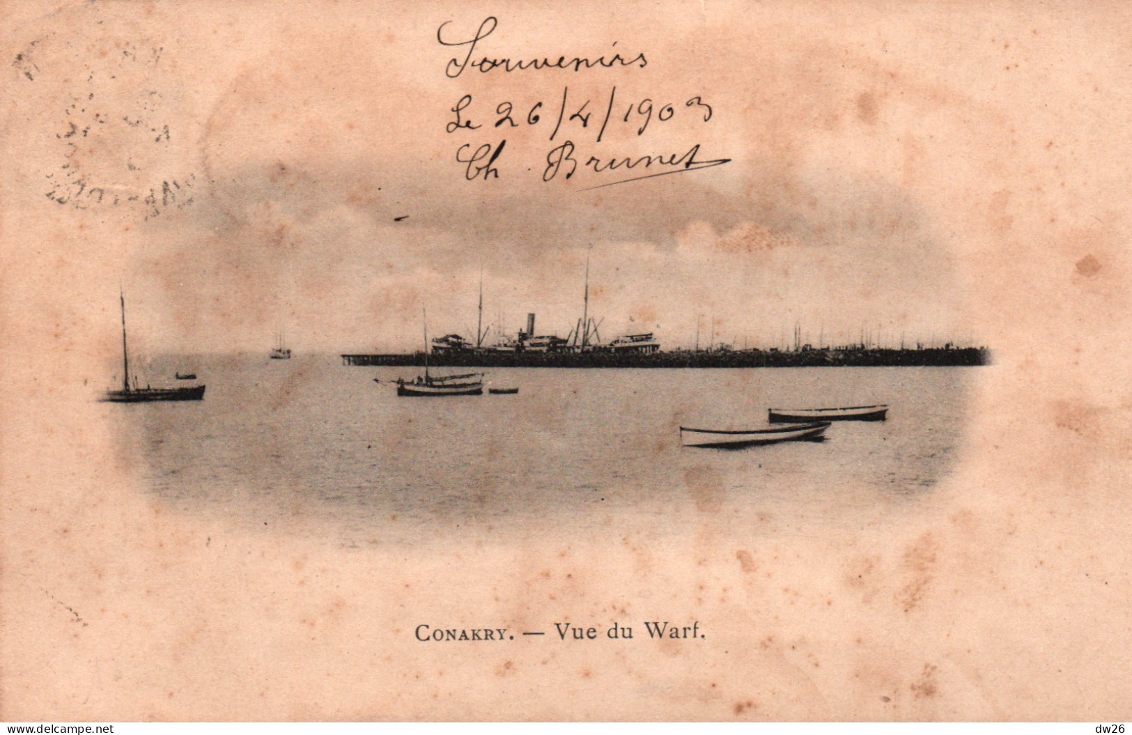 Guinée Française, Conakry: Le Port, Vue Du Warf - Photo A. De Schacht - Carte Dos Simple - Französisch-Guinea