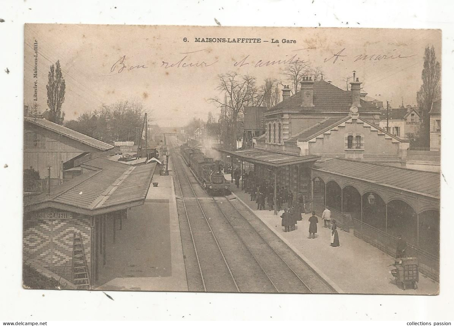 Cp, Chemin De Fer, La Gare Avec Train , 78, MAISONS-LAFFITTE, Dos Simple, Voyagée 1903 - Estaciones Con Trenes