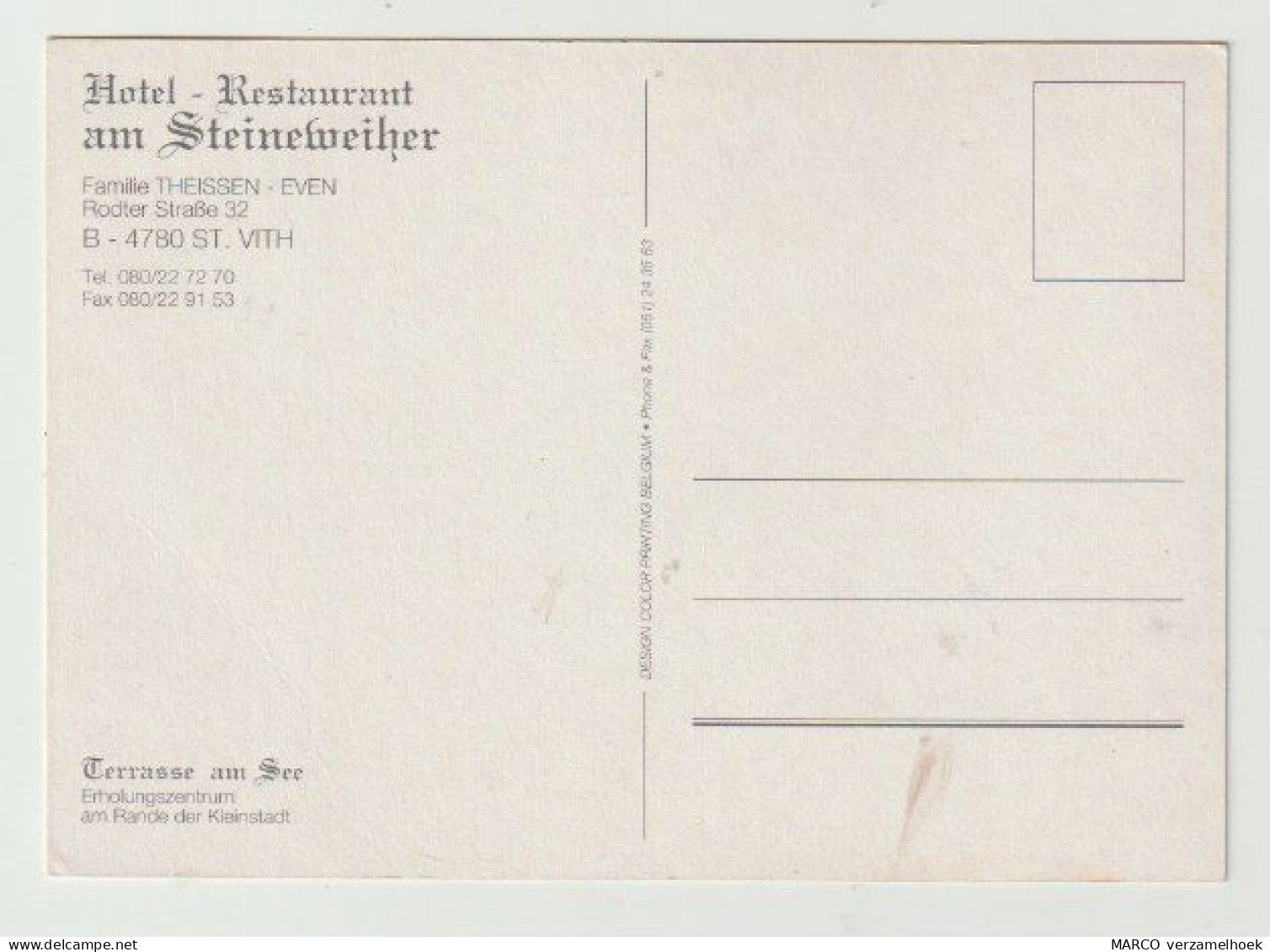 Ansichtkaart-postcard Hotel Restaurant Am Steineweiher Sankt Vith (B) - Sankt Vith