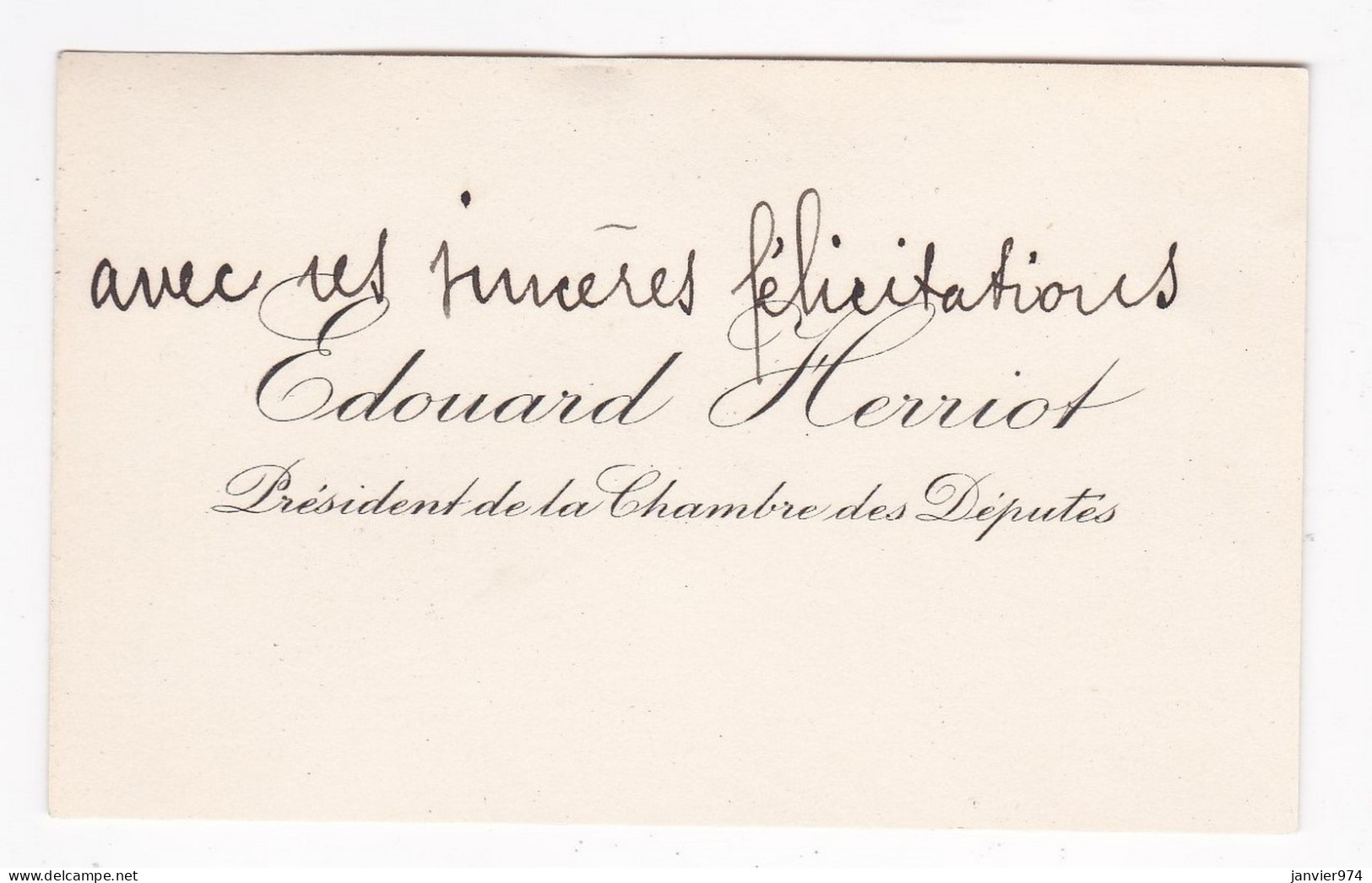 1925 Chambre Des Députés, Cabinet Du Président Et Carte Edouard Herriot - President De La Chambre Des Députés - Cartas & Documentos