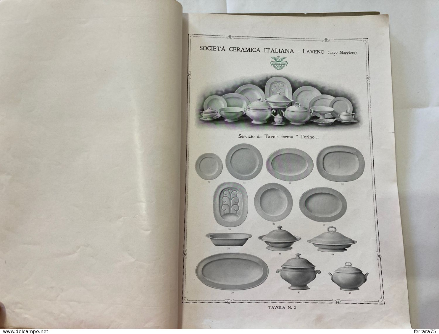 CATALOGO SOCIETà CERAMICA ITALIANA  PORCELLANA DI LAVENO LAGO MAGGIORE 1926.