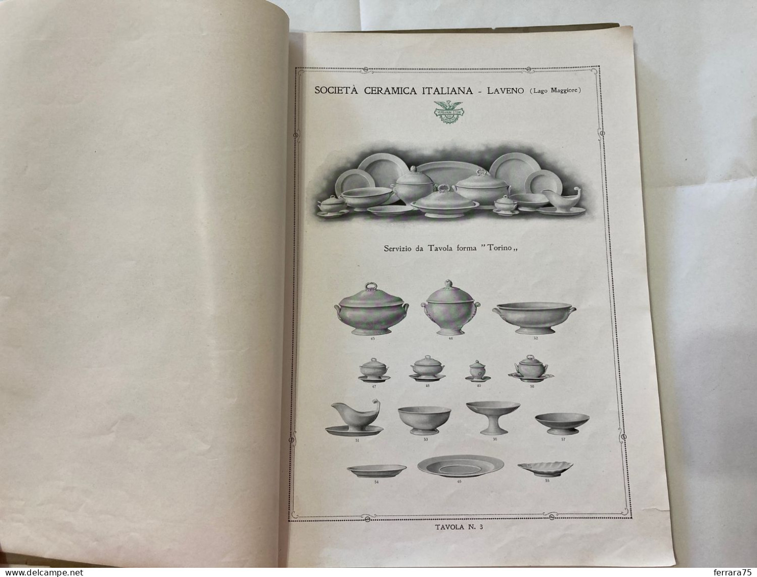 CATALOGO SOCIETà CERAMICA ITALIANA  PORCELLANA DI LAVENO LAGO MAGGIORE 1926.