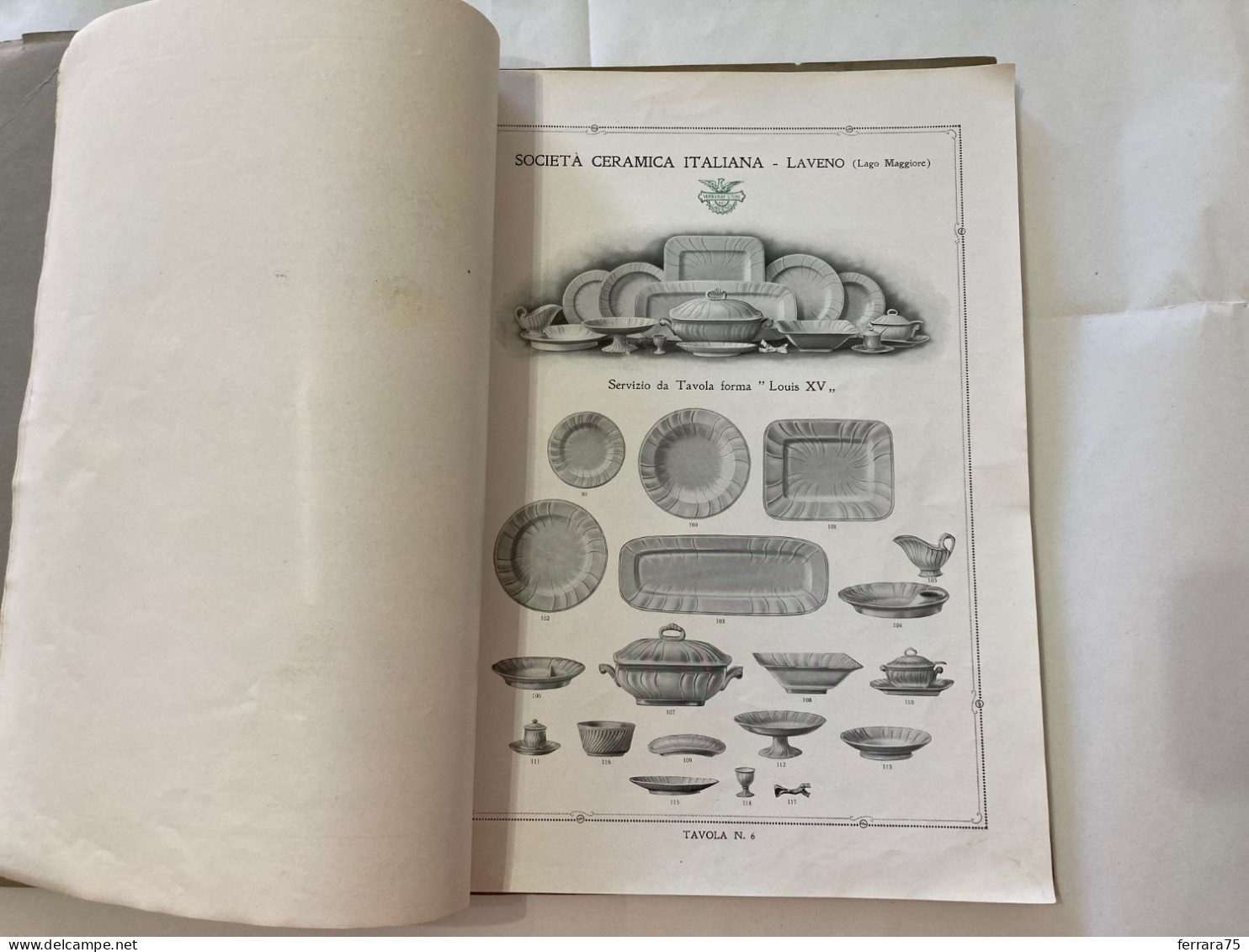 CATALOGO SOCIETà CERAMICA ITALIANA  PORCELLANA DI LAVENO LAGO MAGGIORE 1926.