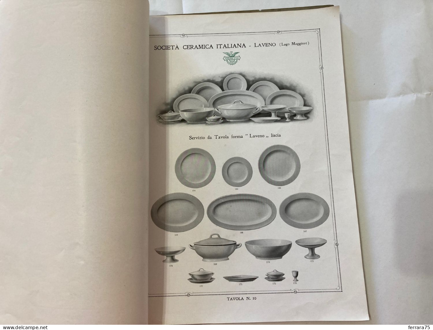 CATALOGO SOCIETà CERAMICA ITALIANA  PORCELLANA DI LAVENO LAGO MAGGIORE 1926.