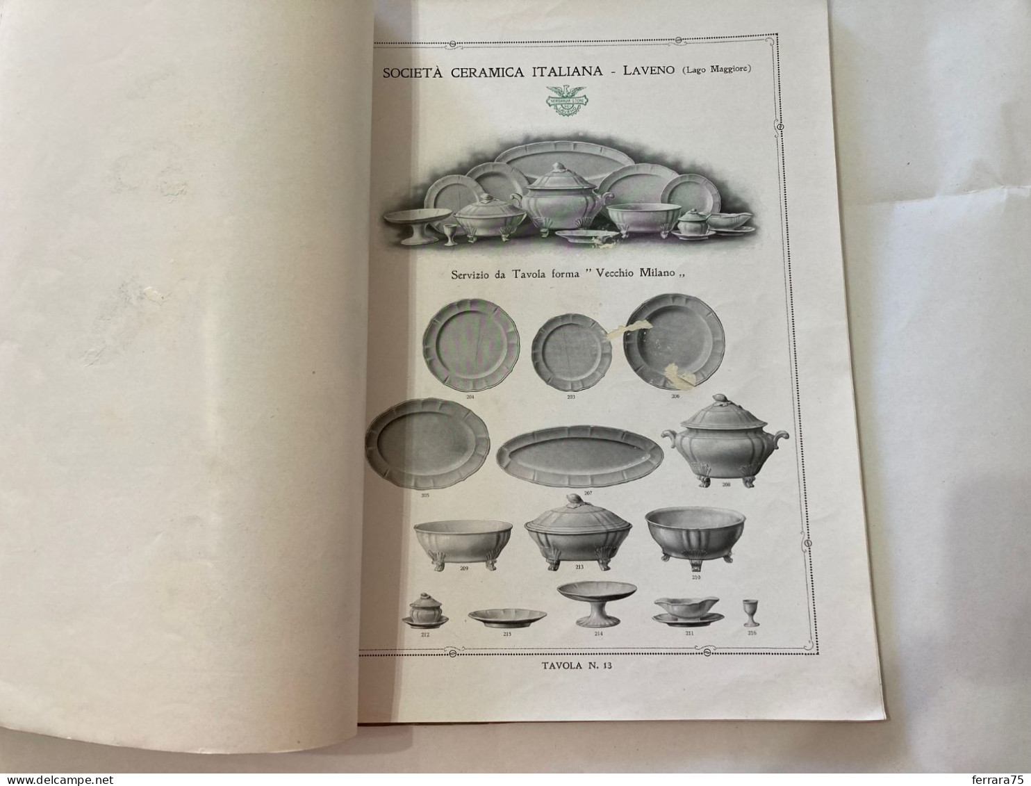 CATALOGO SOCIETà CERAMICA ITALIANA  PORCELLANA DI LAVENO LAGO MAGGIORE 1926.