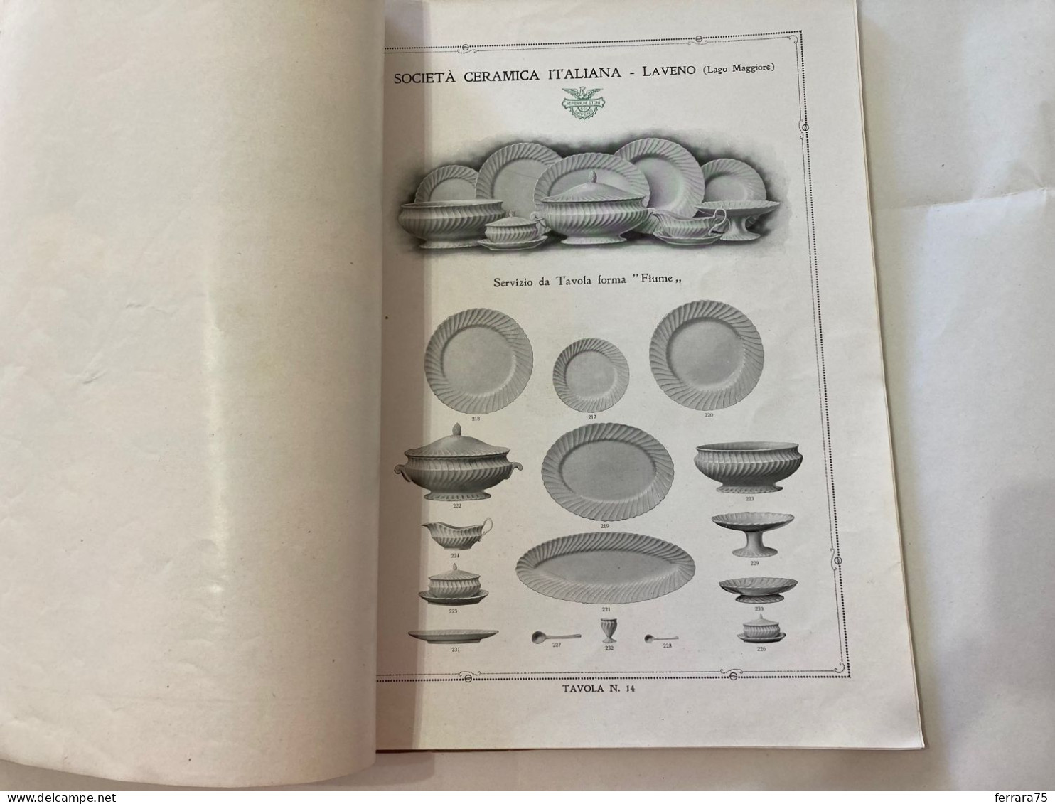 CATALOGO SOCIETà CERAMICA ITALIANA  PORCELLANA DI LAVENO LAGO MAGGIORE 1926.