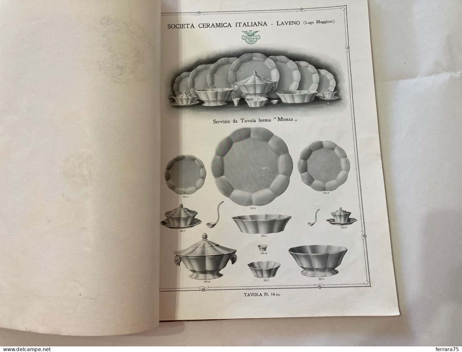 CATALOGO SOCIETà CERAMICA ITALIANA  PORCELLANA DI LAVENO LAGO MAGGIORE 1926.