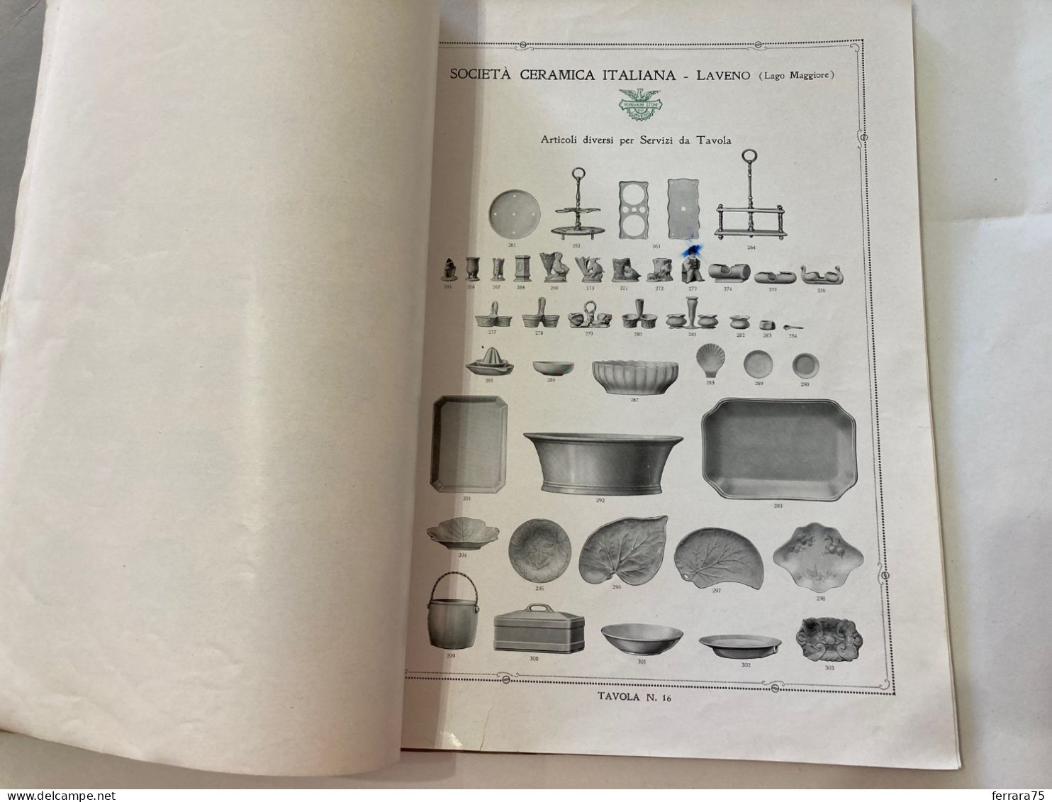 CATALOGO SOCIETà CERAMICA ITALIANA  PORCELLANA DI LAVENO LAGO MAGGIORE 1926.