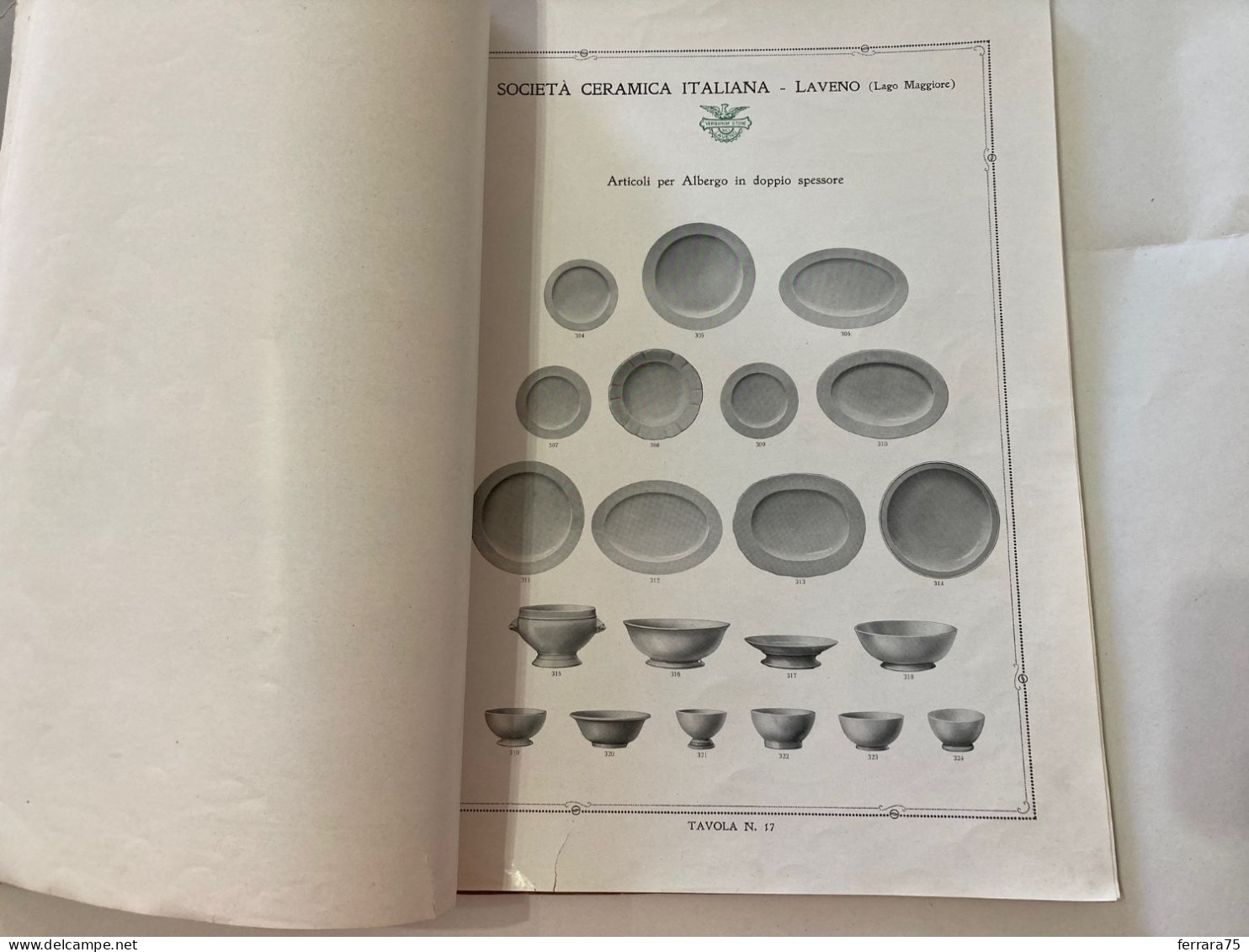 CATALOGO SOCIETà CERAMICA ITALIANA  PORCELLANA DI LAVENO LAGO MAGGIORE 1926.