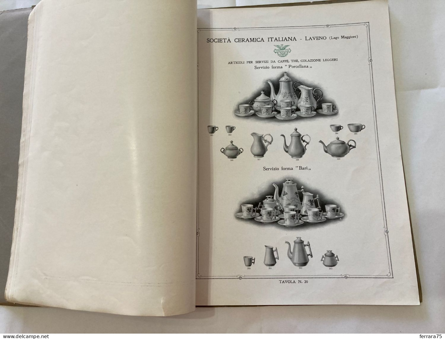 CATALOGO SOCIETà CERAMICA ITALIANA  PORCELLANA DI LAVENO LAGO MAGGIORE 1926.