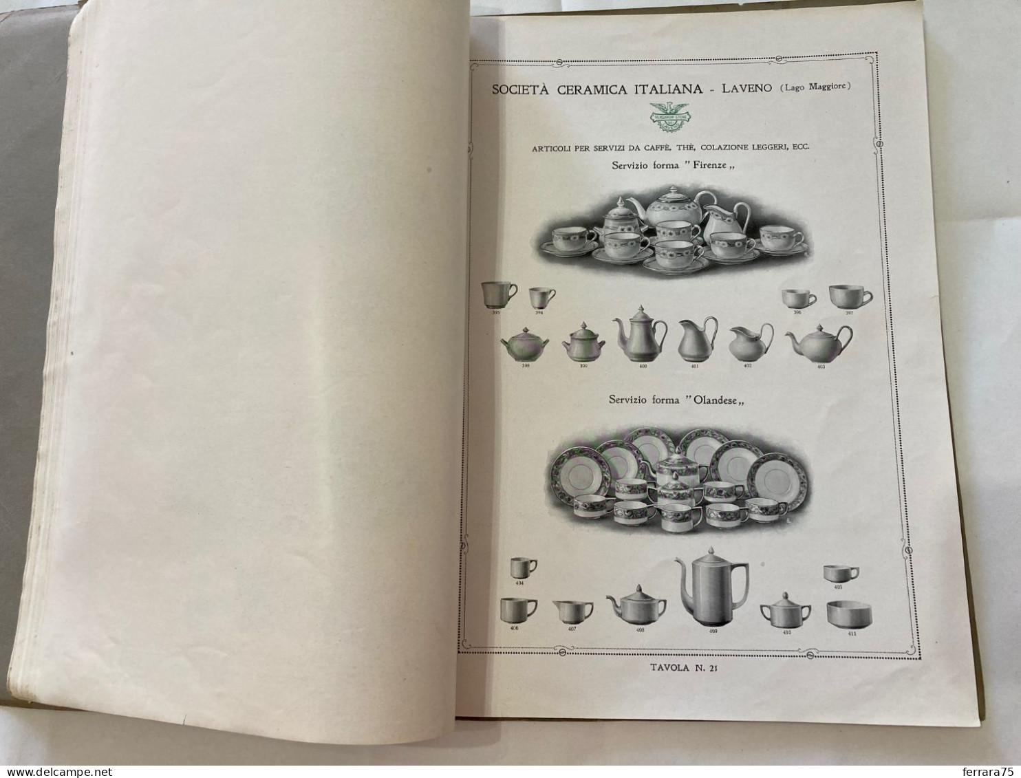 CATALOGO SOCIETà CERAMICA ITALIANA  PORCELLANA DI LAVENO LAGO MAGGIORE 1926.