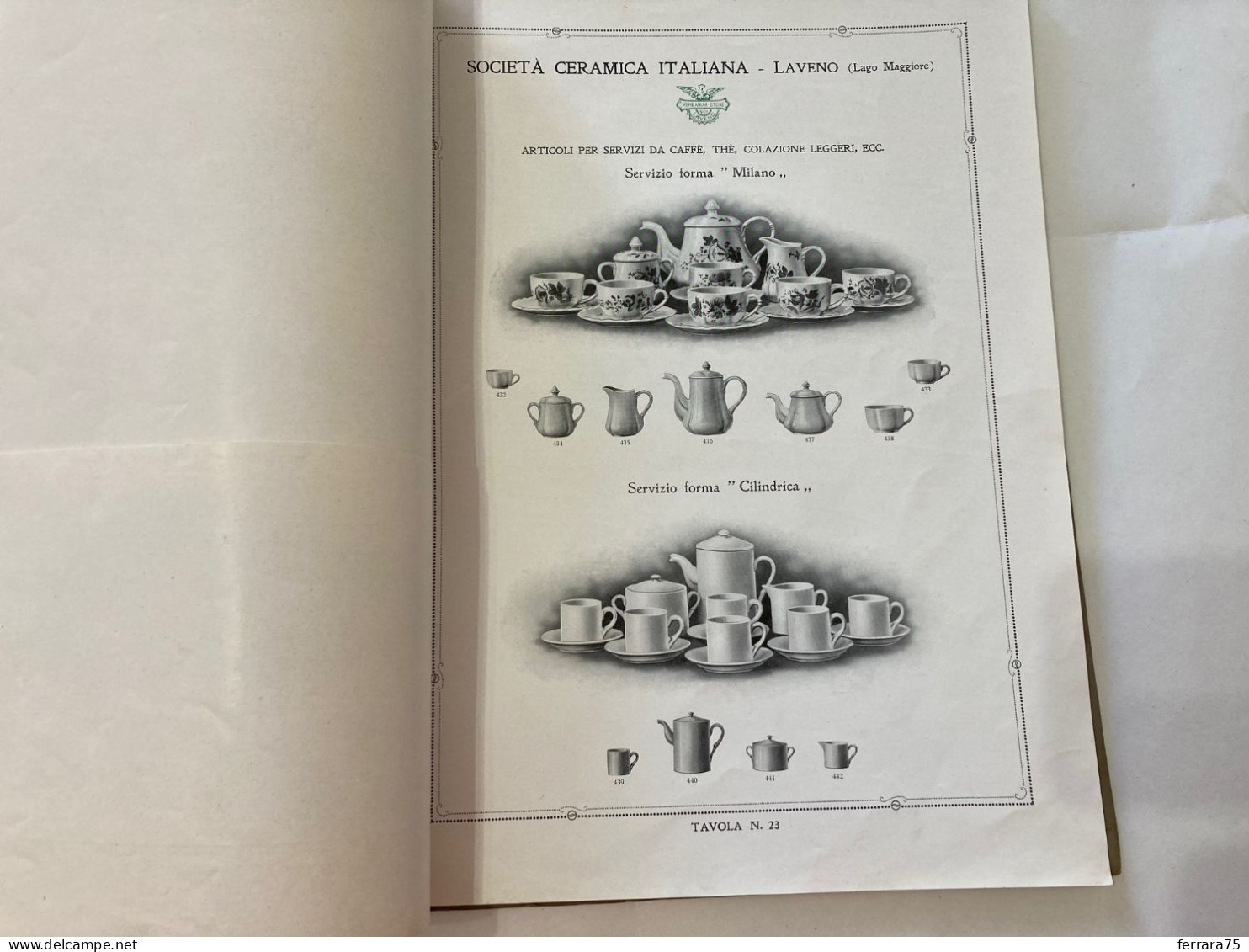 CATALOGO SOCIETà CERAMICA ITALIANA  PORCELLANA DI LAVENO LAGO MAGGIORE 1926.