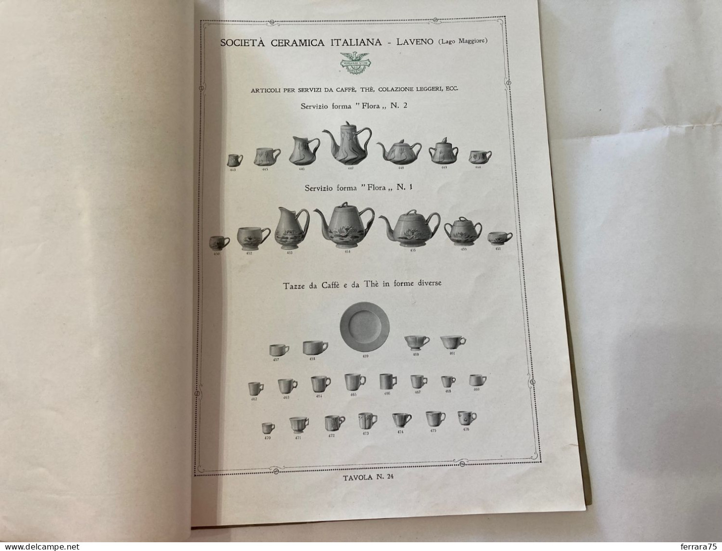 CATALOGO SOCIETà CERAMICA ITALIANA  PORCELLANA DI LAVENO LAGO MAGGIORE 1926.