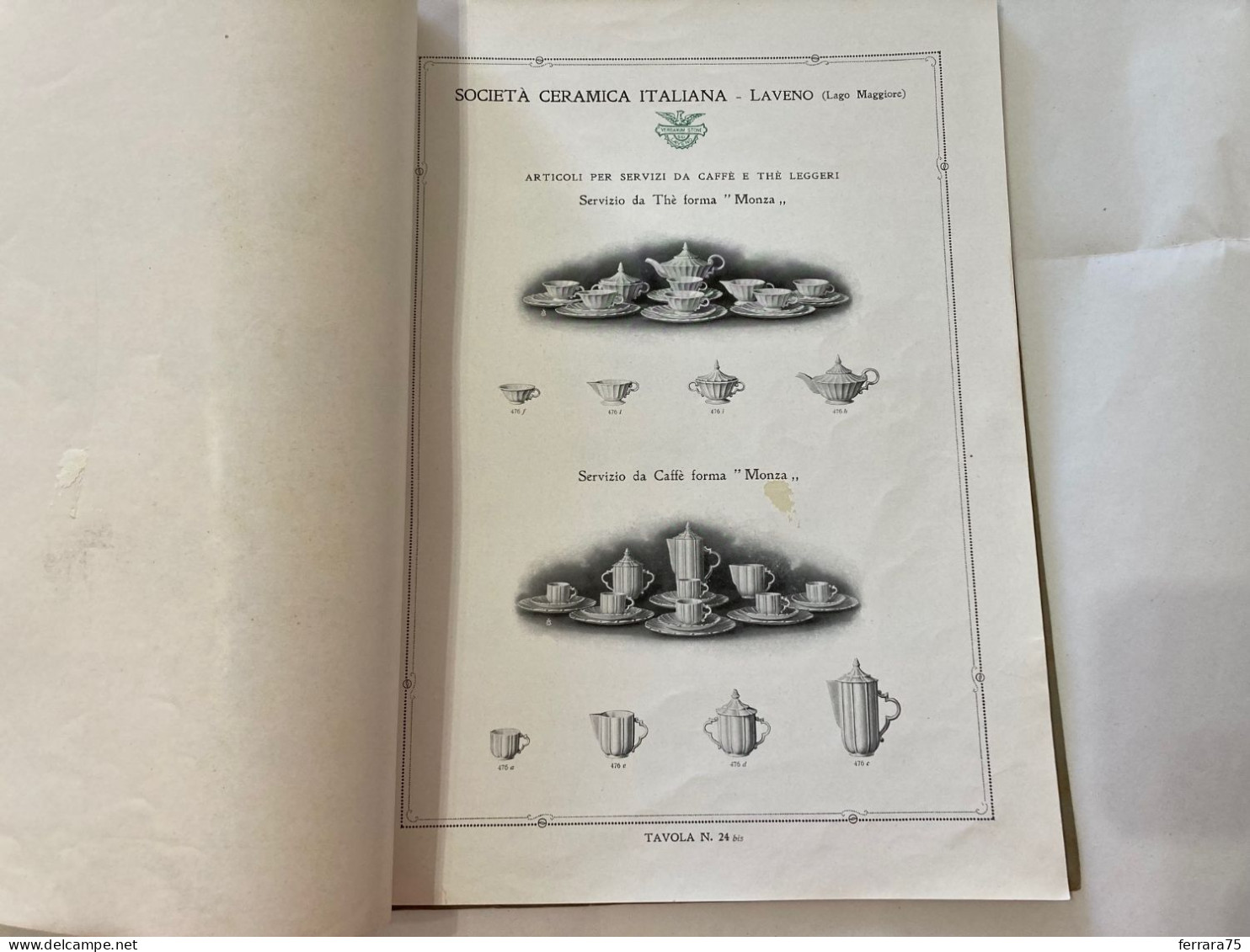 CATALOGO SOCIETà CERAMICA ITALIANA  PORCELLANA DI LAVENO LAGO MAGGIORE 1926.