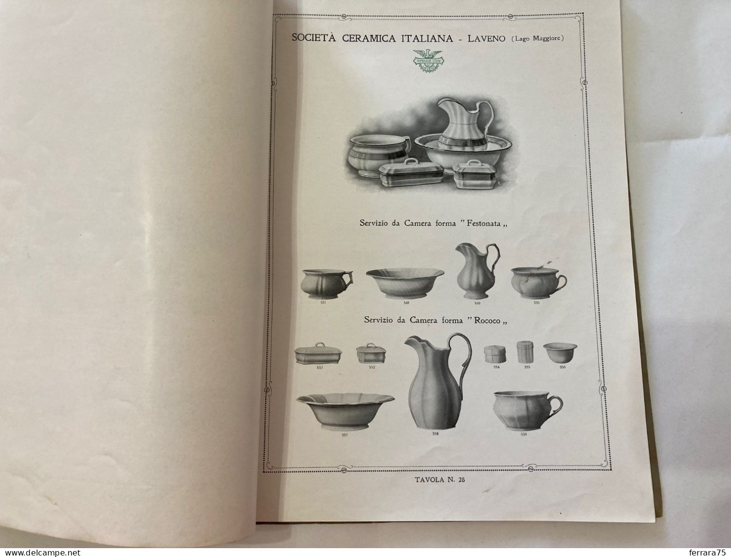 CATALOGO SOCIETà CERAMICA ITALIANA  PORCELLANA DI LAVENO LAGO MAGGIORE 1926.