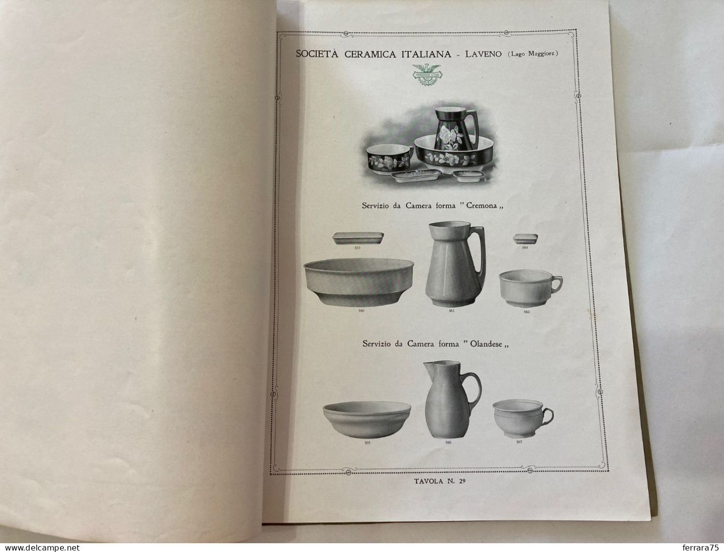 CATALOGO SOCIETà CERAMICA ITALIANA  PORCELLANA DI LAVENO LAGO MAGGIORE 1926.