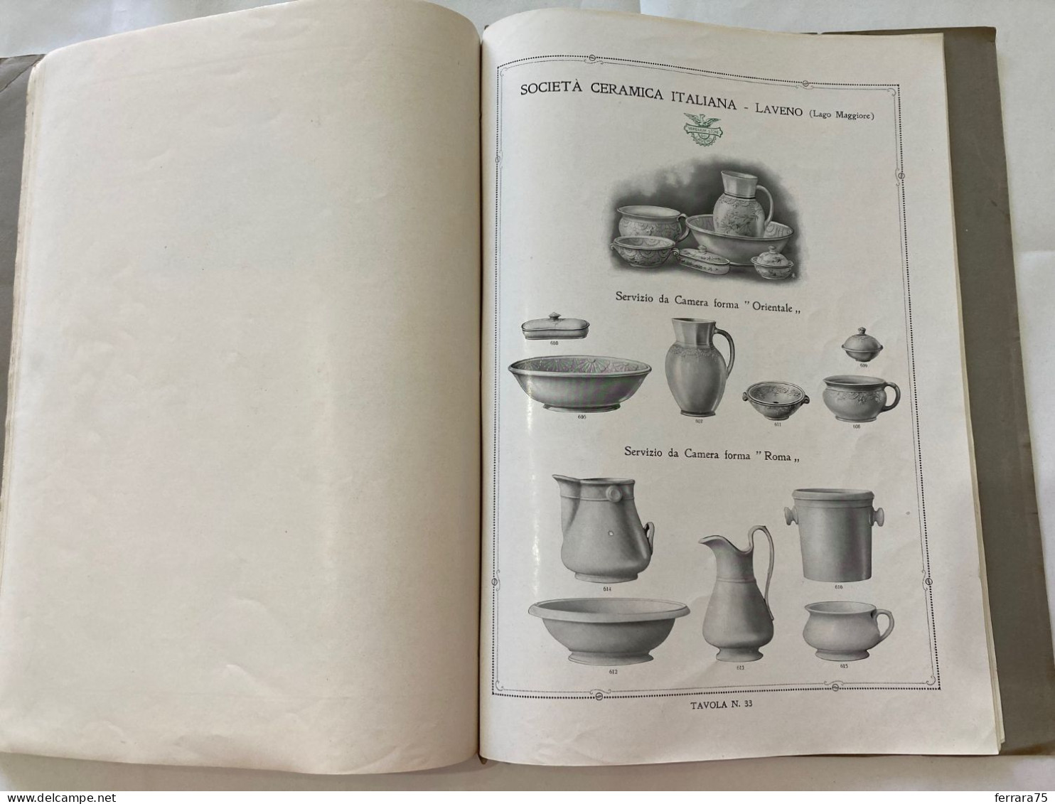 CATALOGO SOCIETà CERAMICA ITALIANA  PORCELLANA DI LAVENO LAGO MAGGIORE 1926.