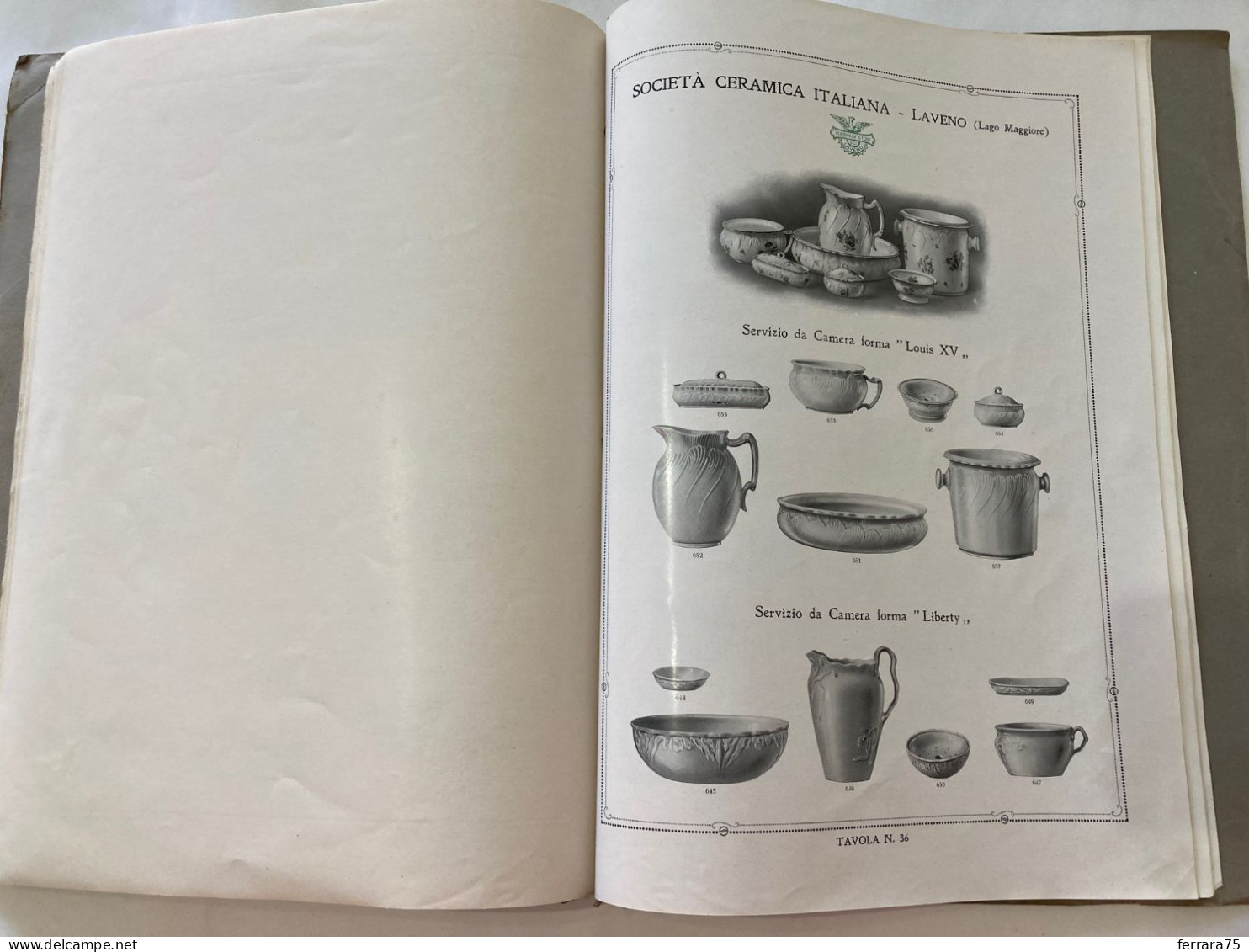 CATALOGO SOCIETà CERAMICA ITALIANA  PORCELLANA DI LAVENO LAGO MAGGIORE 1926.