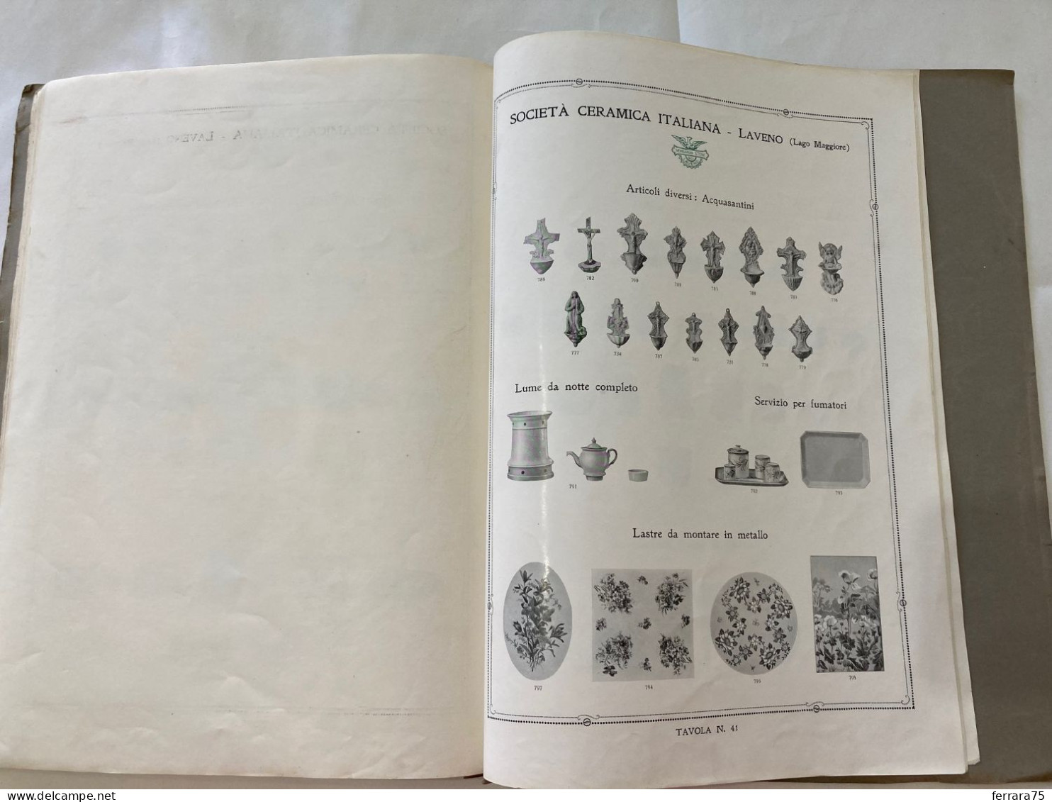 CATALOGO SOCIETà CERAMICA ITALIANA  PORCELLANA DI LAVENO LAGO MAGGIORE 1926.