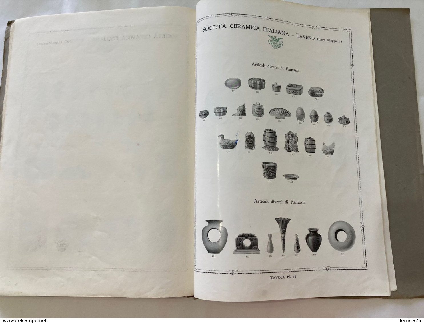 CATALOGO SOCIETà CERAMICA ITALIANA  PORCELLANA DI LAVENO LAGO MAGGIORE 1926.