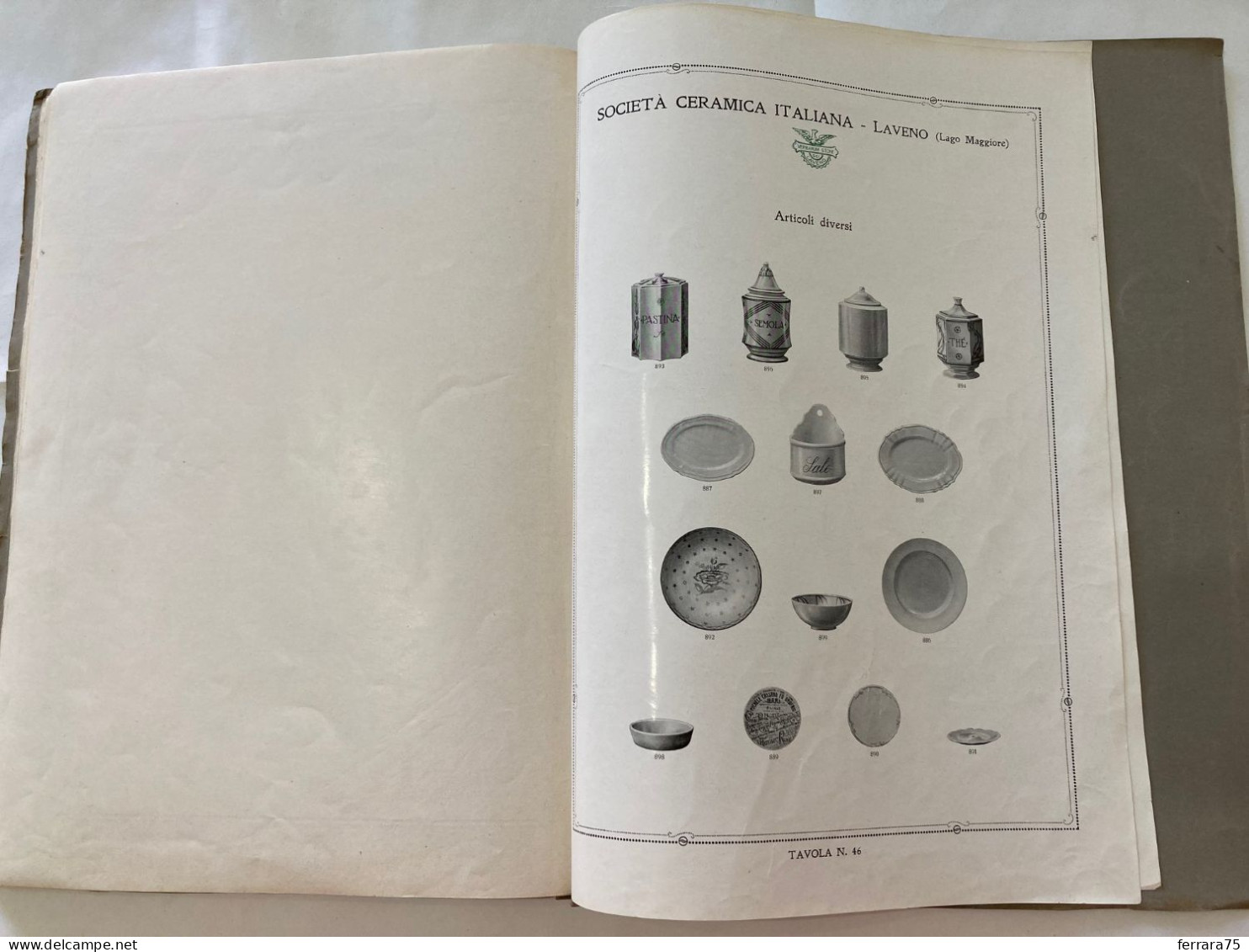 CATALOGO SOCIETà CERAMICA ITALIANA  PORCELLANA DI LAVENO LAGO MAGGIORE 1926.