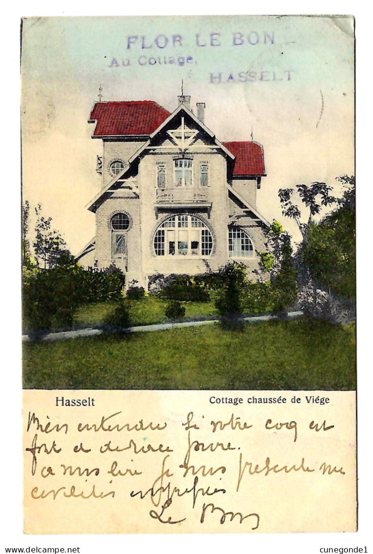P.K. HASSELT : Cottage Chaussée De Viège ( Of Liège ? ) ZELDZAAM & Kleur - Gelopen 1908 - Uitg Ghuys Hasselt - 2 Scans - Hasselt