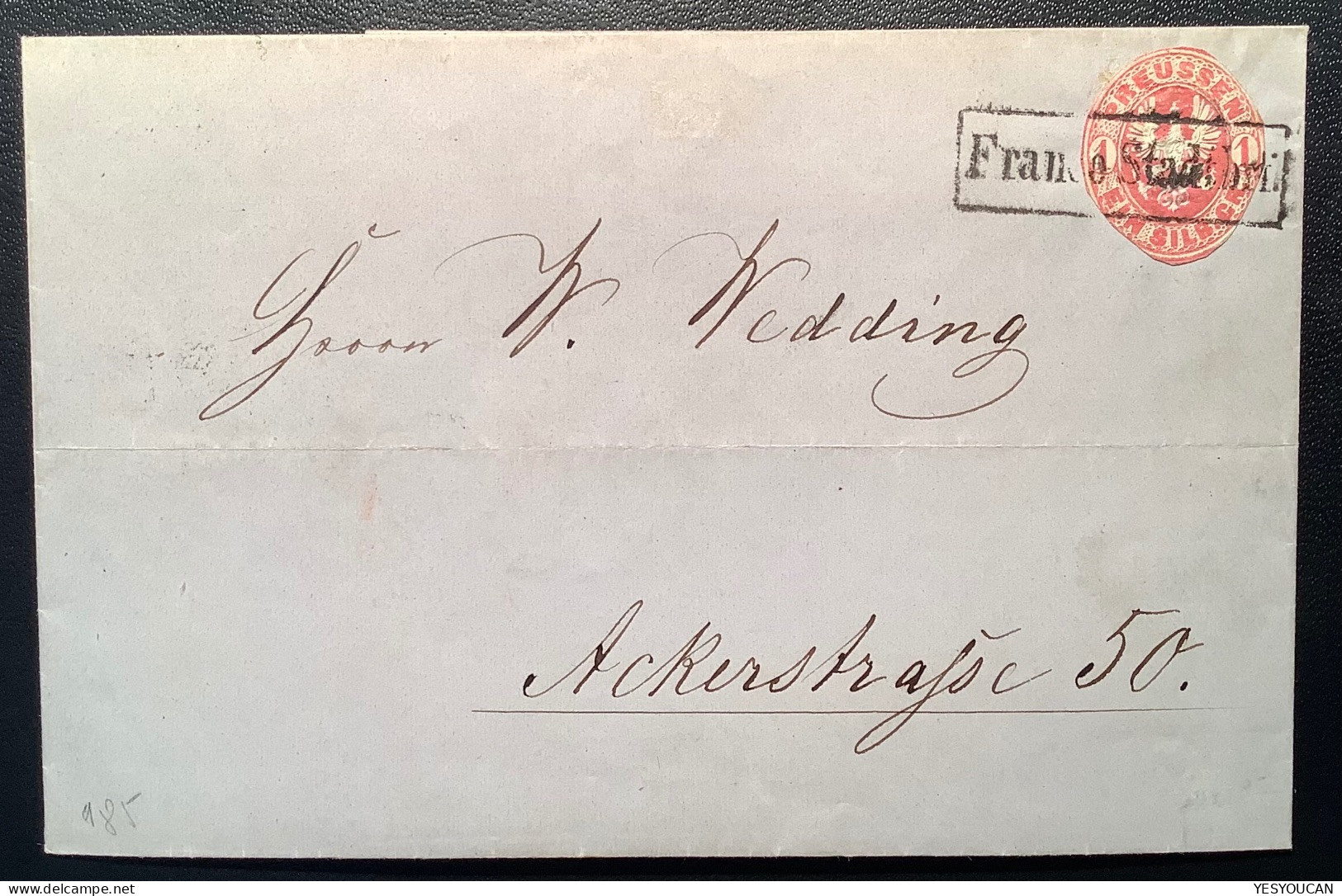 BERLIN: „FRANCO STADTBRF" UNIKAT Auf 1862 Preussen Ganzsachen-Auschnitt 1 Sgr Wappenausgabe Mi GAA12 Ortsbrief (Brief - Storia Postale