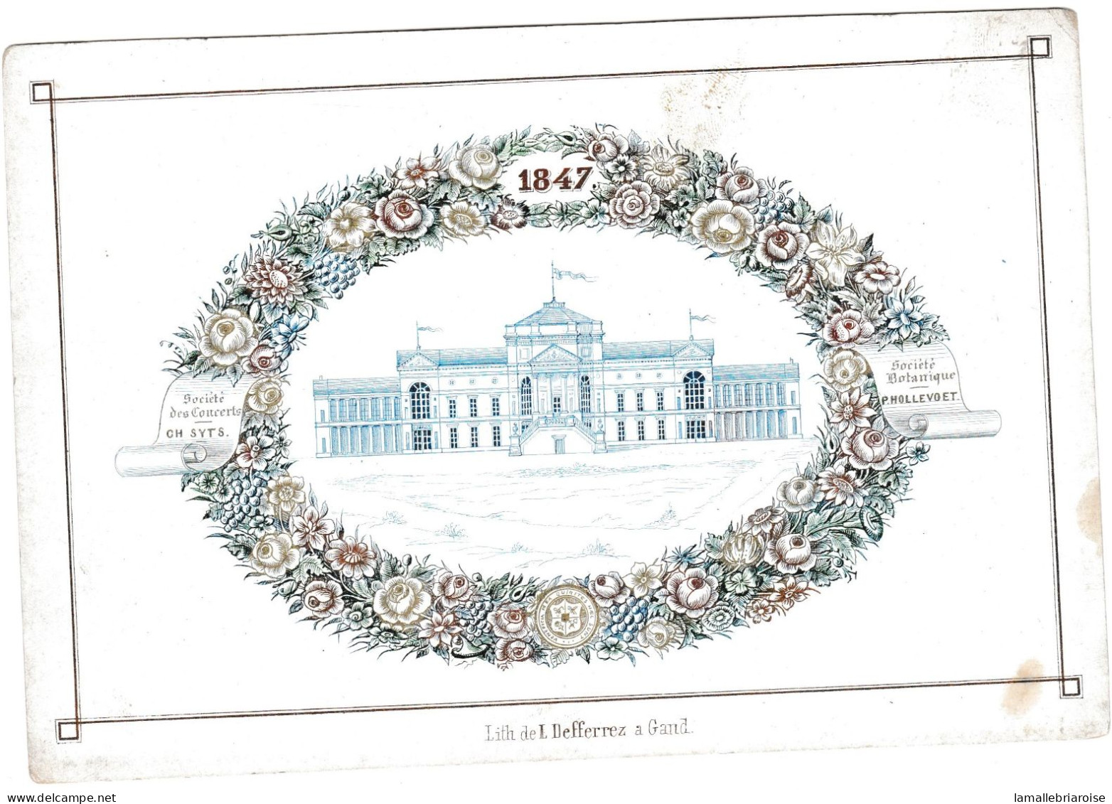 "Carte Porcelaine" Porseleinkaart, Le Grand Théatre, Sociétés Des Concerts Et Botanique, 1847, Gand, Dim:177x120 Mm - Porzellan
