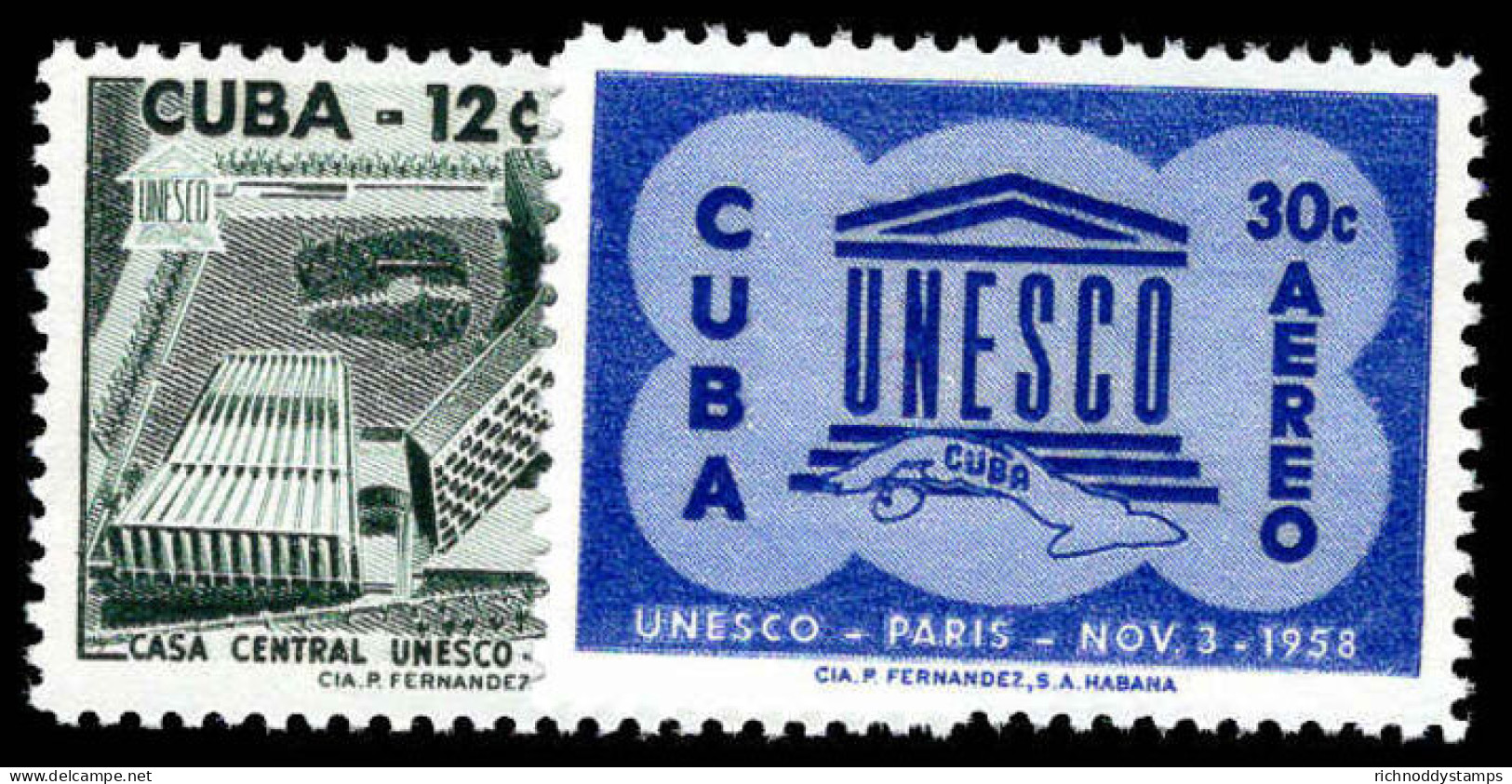 Cuba 1958 UNESCO Lightly Mounted Mint. - Unused Stamps