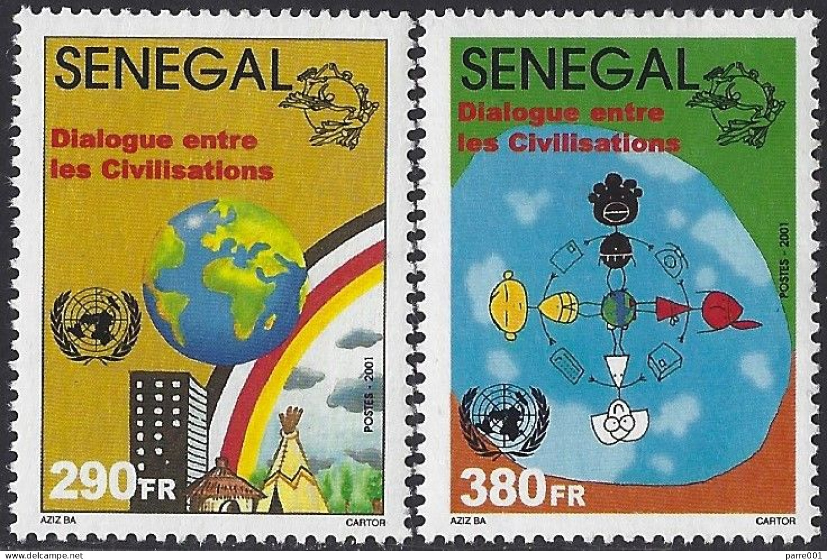 Senegal 2001 2002 Dialogue Among Civilizations Civilisations Globe Earth Computer Keyboard Mint Rare - Emissions Communes