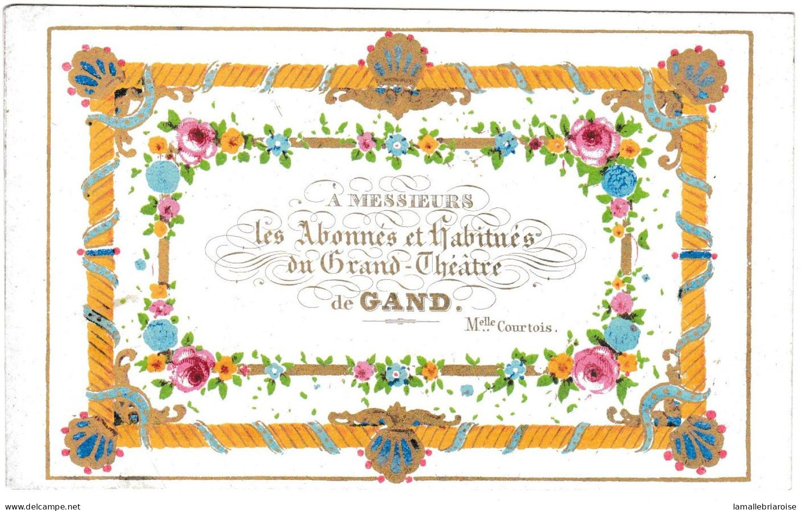 "Carte Porcelaine" Porseleinkaart, Le Grand Théatre, à Ses Abonnés, Gand, Dim:117x72 Mm - Porzellan