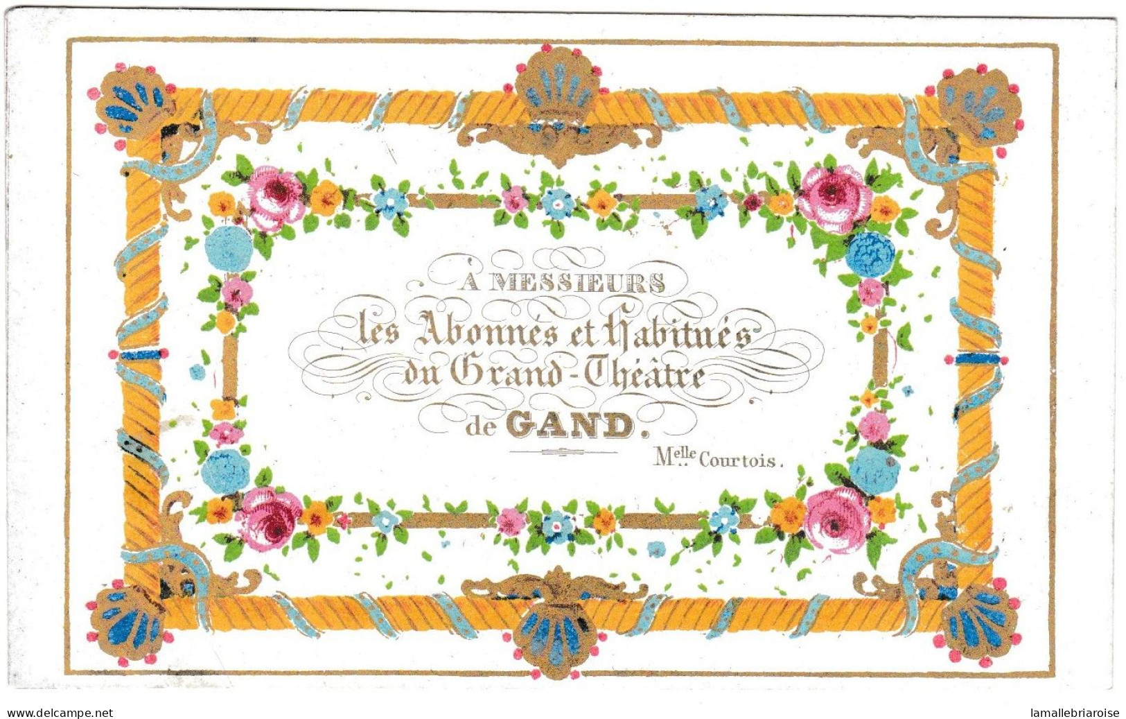 "Carte Porcelaine" Porseleinkaart, Le Grand Théatre, à Ses Abonnés, Gand, Dim:117x72 Mm - Porcelana