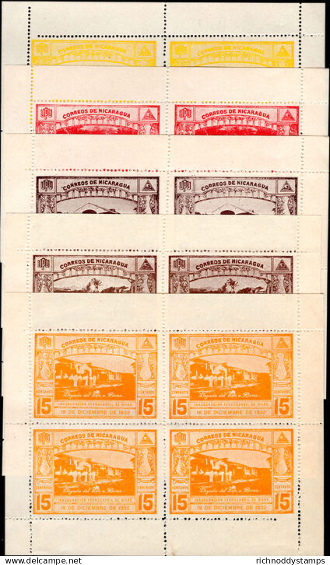 Nicaragua 1932 Opening Of Rivas Railway Regular Set In Fine Sheetlets Mostly Unmounted Mint. - Nicaragua