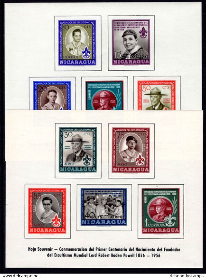 Nicaragua 1957 Lord Baden Powell Souvenir Sheet Set Unmounted Mint. - Nicaragua