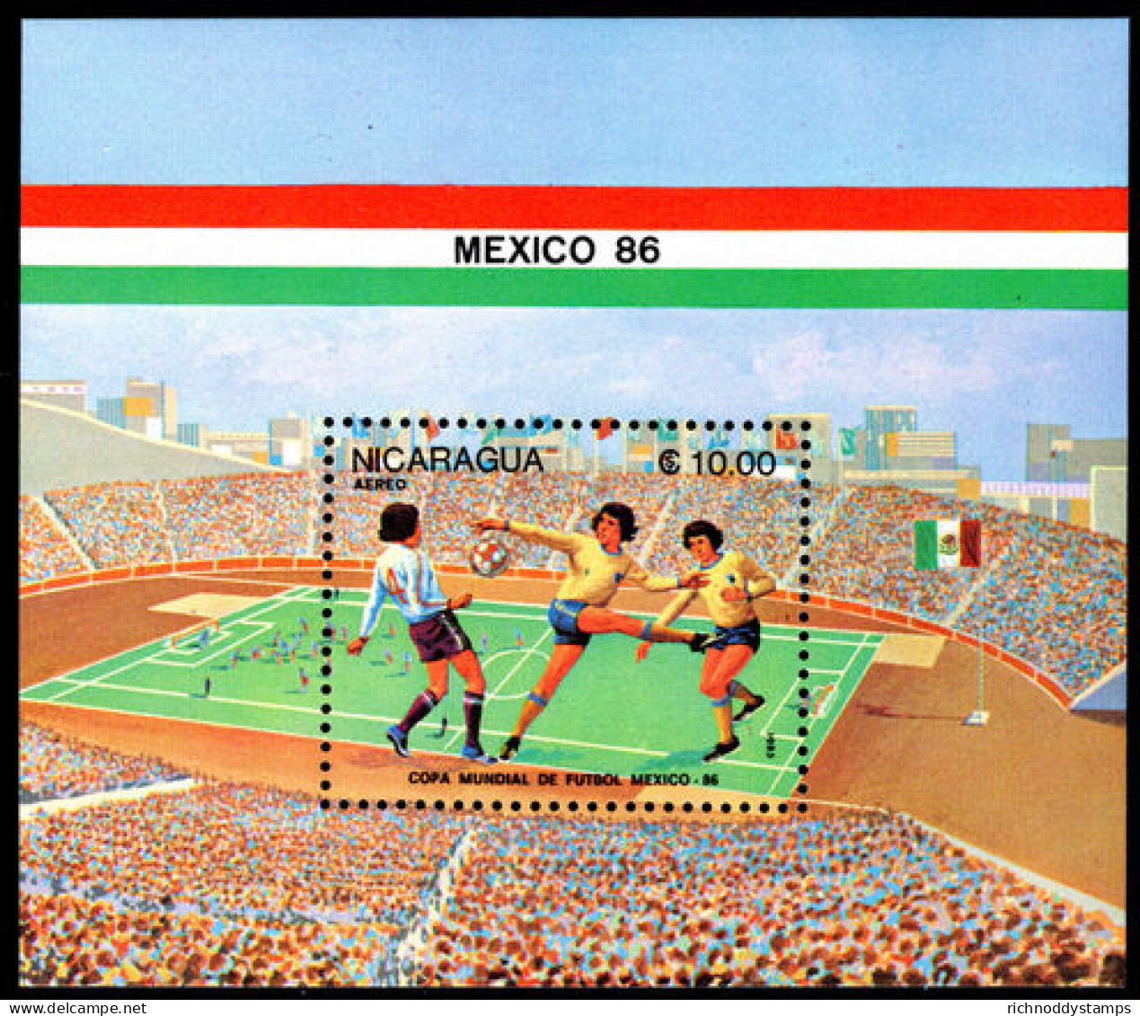 Nicaragua 1986 World Cup Football Finalists Souvenir Sheet Unmounted Mint. - Nicaragua