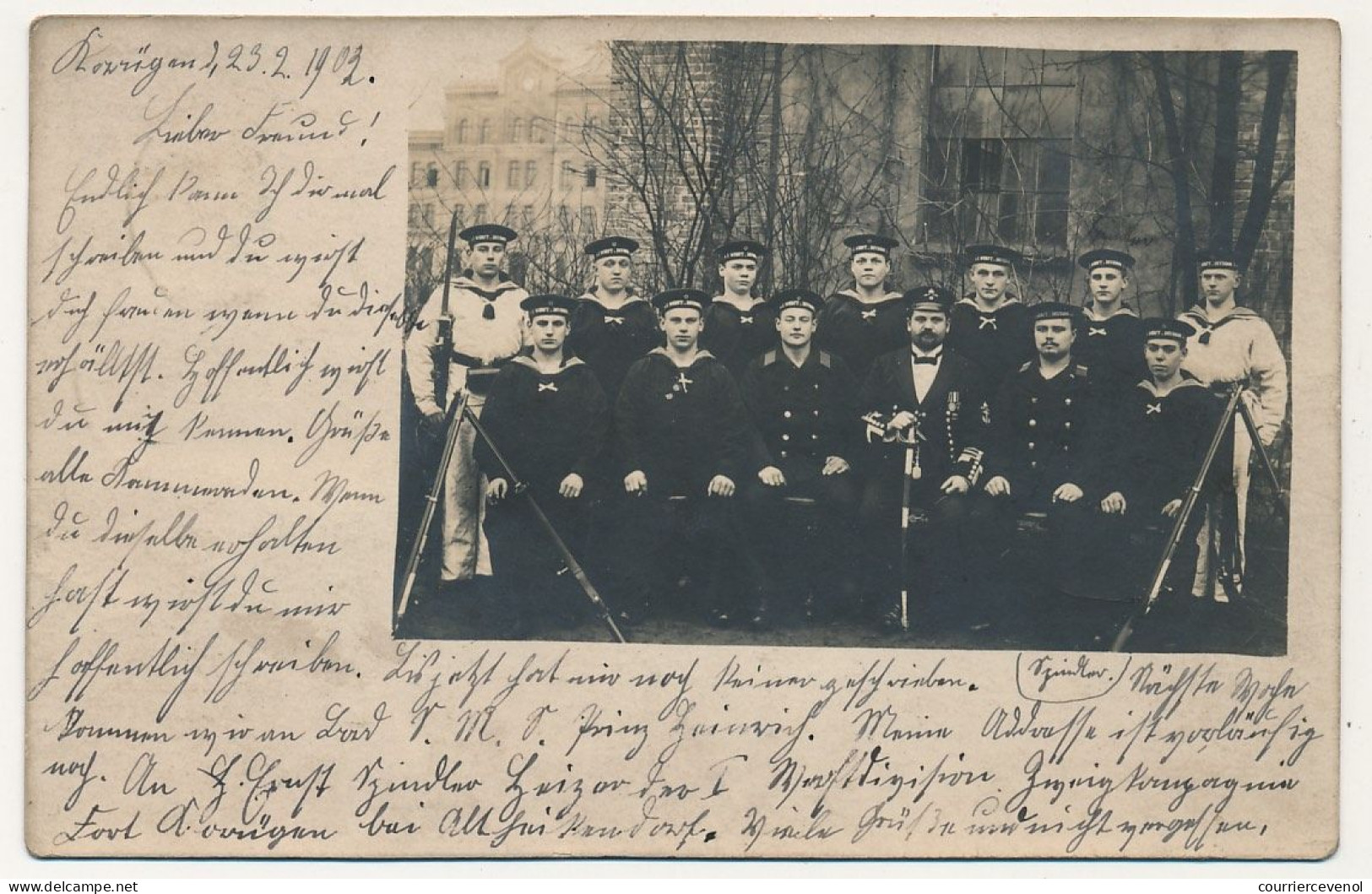 CPA Photo - MILITARIA - Equipage Allemand D'un Navire - 1902 - Postée à Alteckendorf (Bas Rhin) - Sonstige & Ohne Zuordnung
