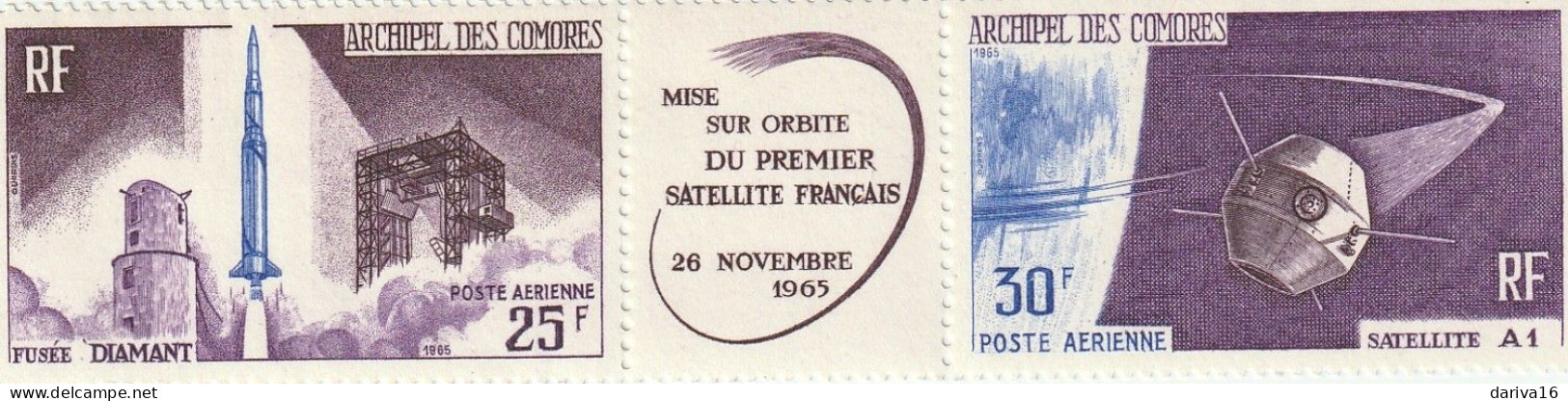 Archipel Des Comores 1965 - Poste Aérienne - Mise En Orbite 1er Satellite Français - Comores (1975-...)