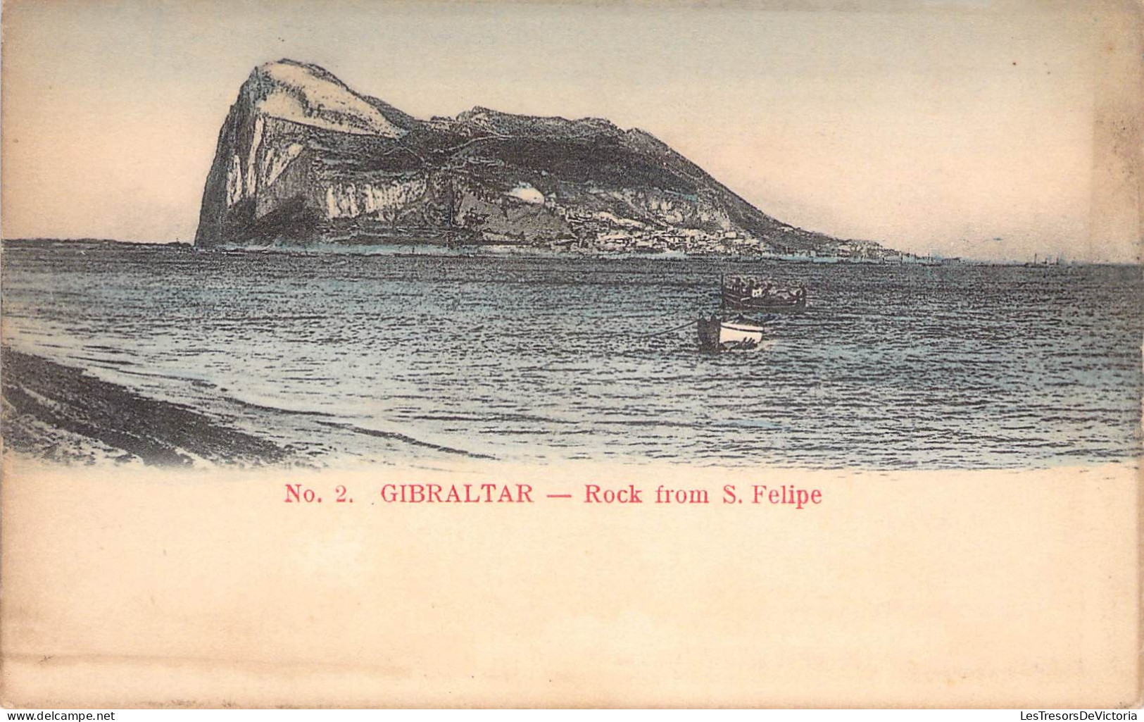 Gibraltar - Rock From S. Felipe - Colorisé - Barque - Carte Postale Ancienne - Gibraltar