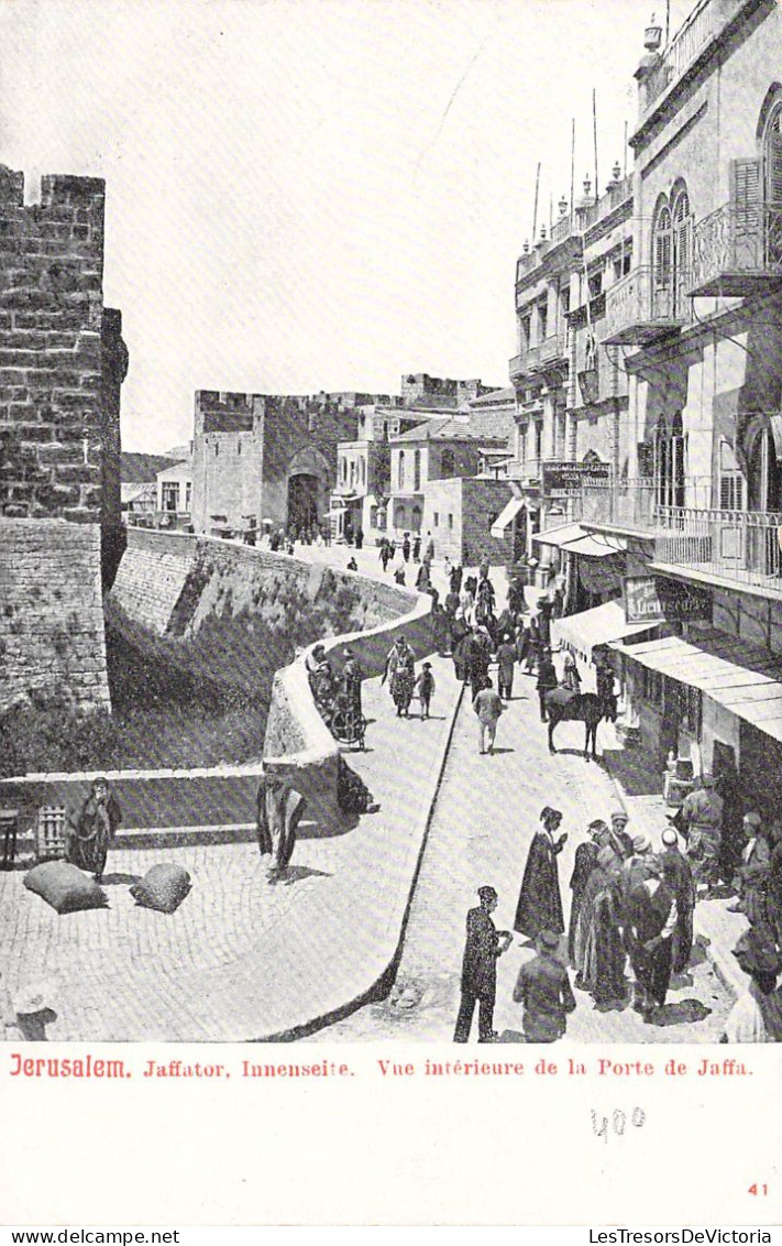 Jerusalem - Jaffator Innenseite - Vue Intérieure De La Porte De Jaffa - Animé  - Carte Postale Ancienne - Israel