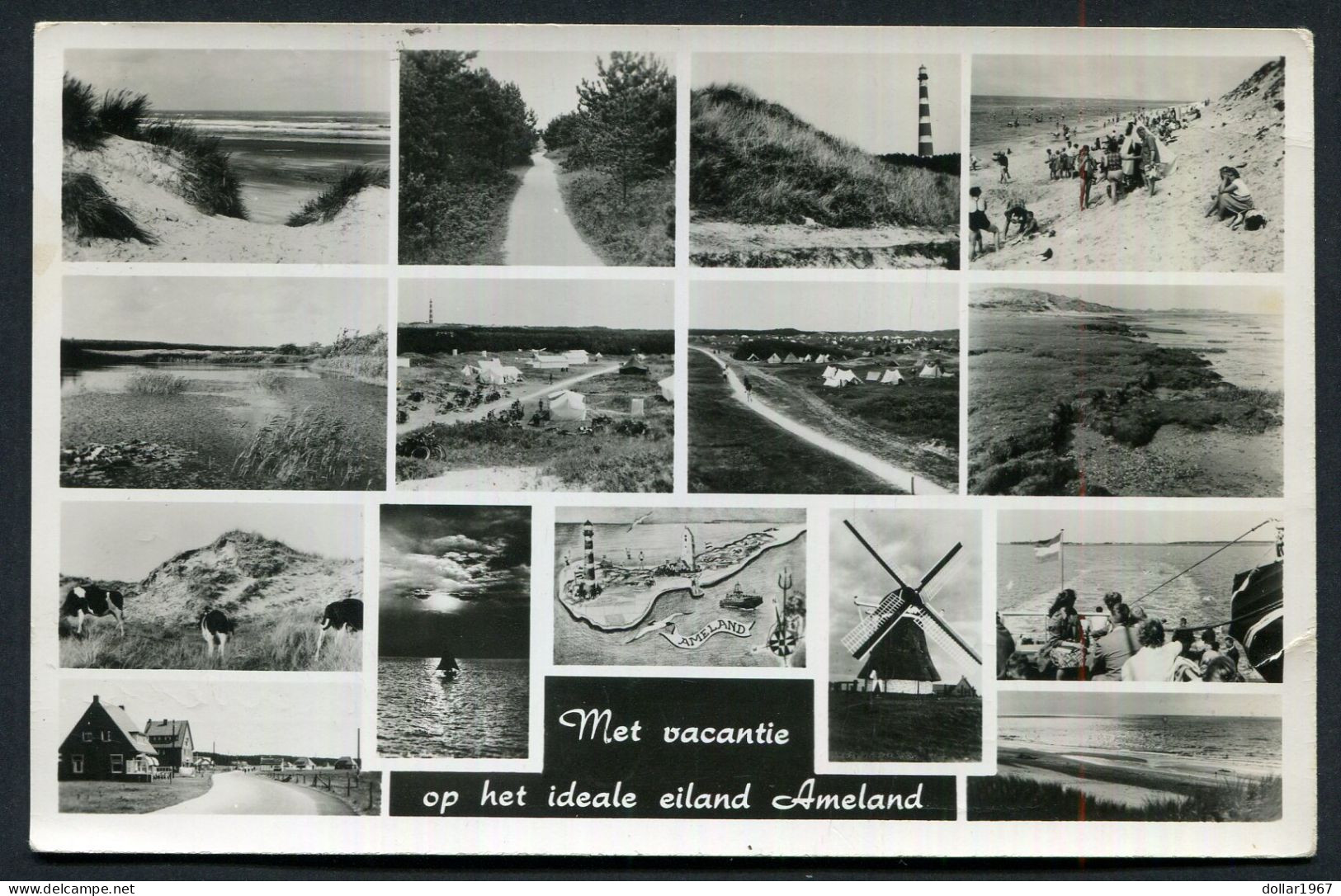 Met Vacantie Op Het Ideale Eiland Ameland , Stamp 4-8-1953.-  Used  - 2 Scans For Condition.(Originalscan !!) - Ameland