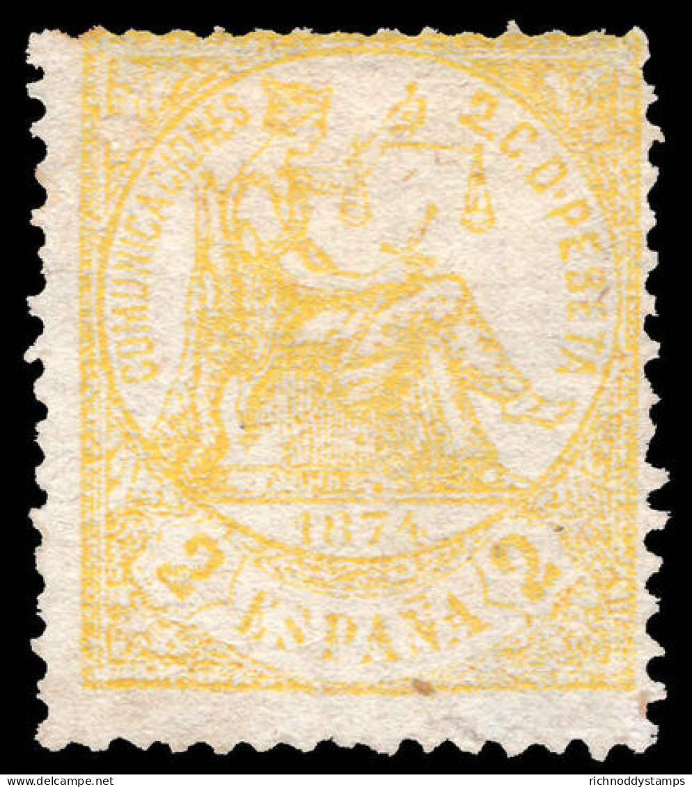Spain 1874 2c Lemon-yellow Unused No Gum. - Neufs