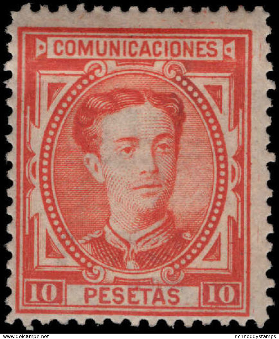 Spain 1876-77 10p Vermillion Plate 2 Lightly Mounted Mint. - Unused Stamps