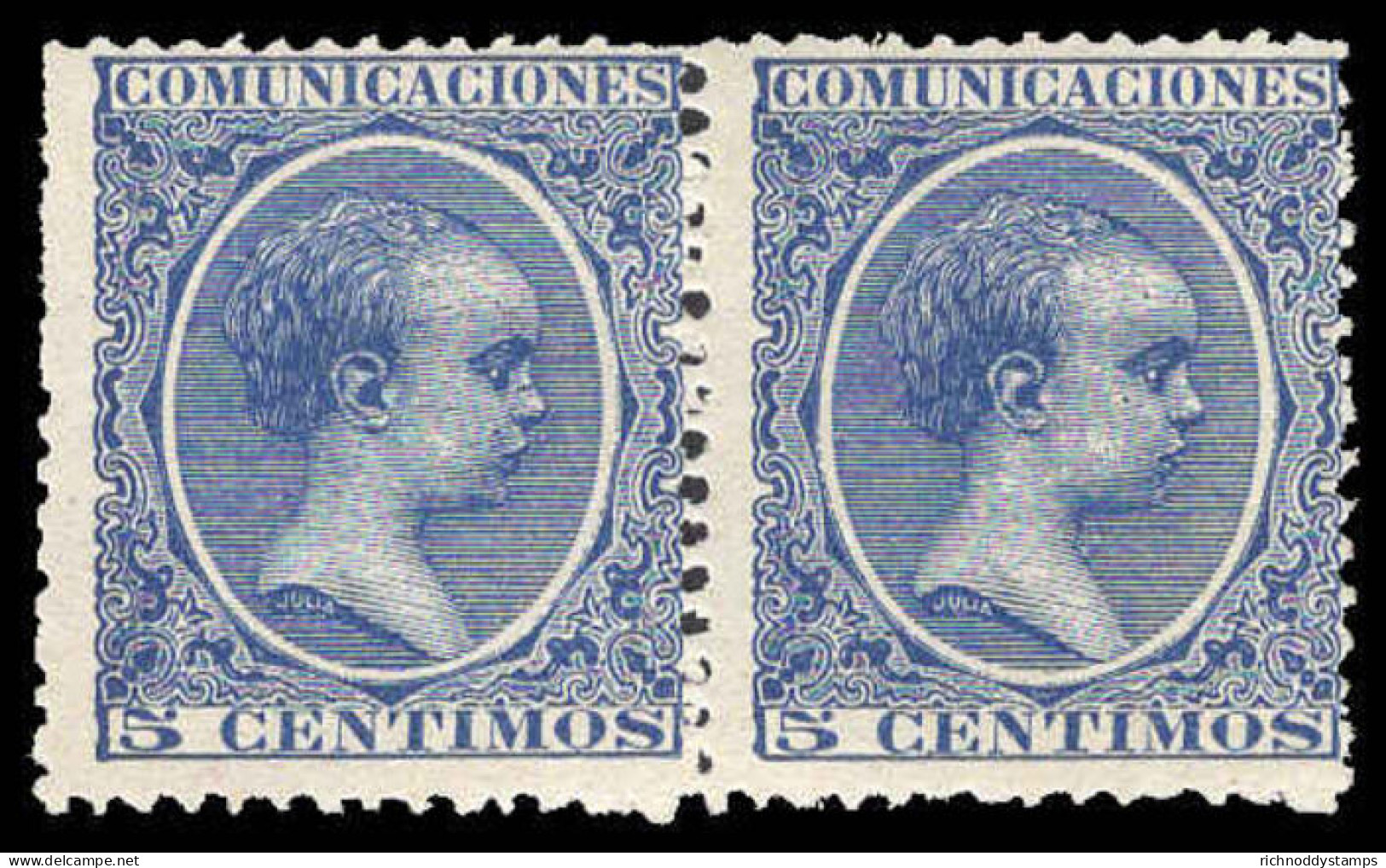 Spain 1889 5c Blue Pair Unmounted Mint. - Nuevos