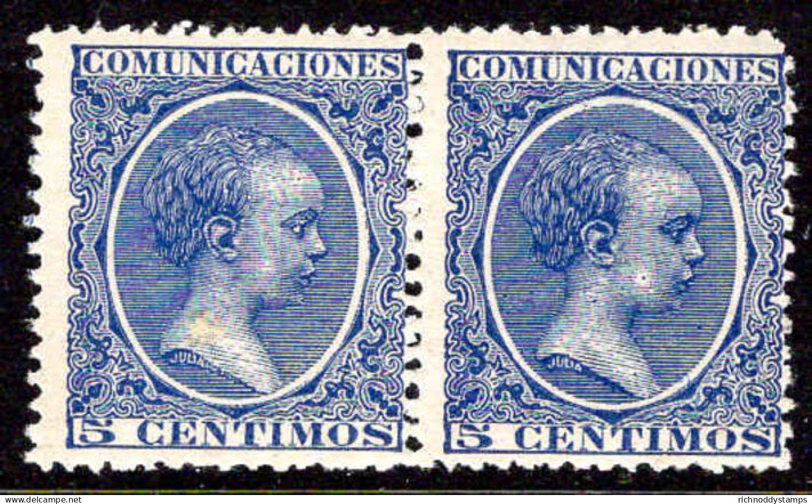 Spain 1889 5c Blue Pair Unmounted Mint. - Nuevos