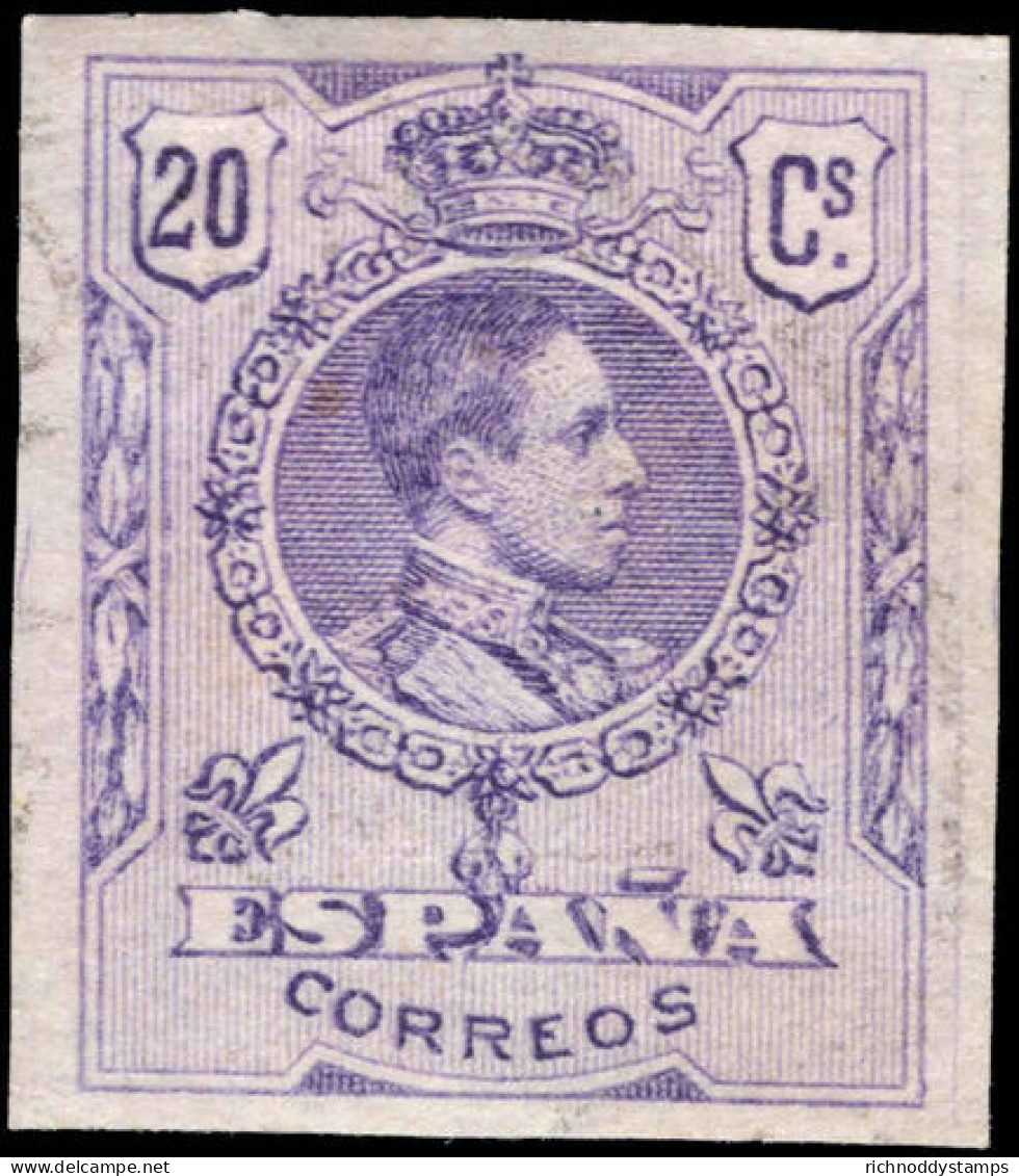 Spain 1909-22 20c Violet Imperf Fine Used. - Usados